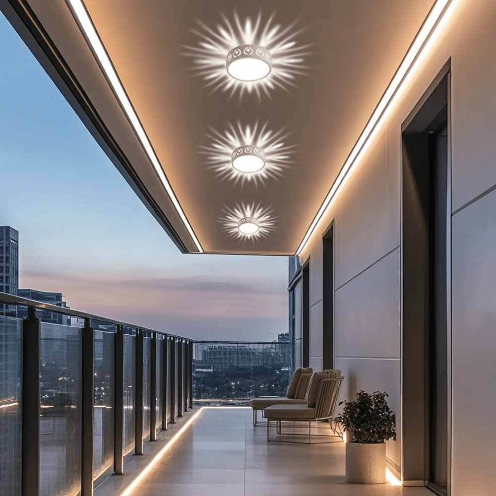 plafonnier LED rond moderne blanc en acrylique cristal montage en surface