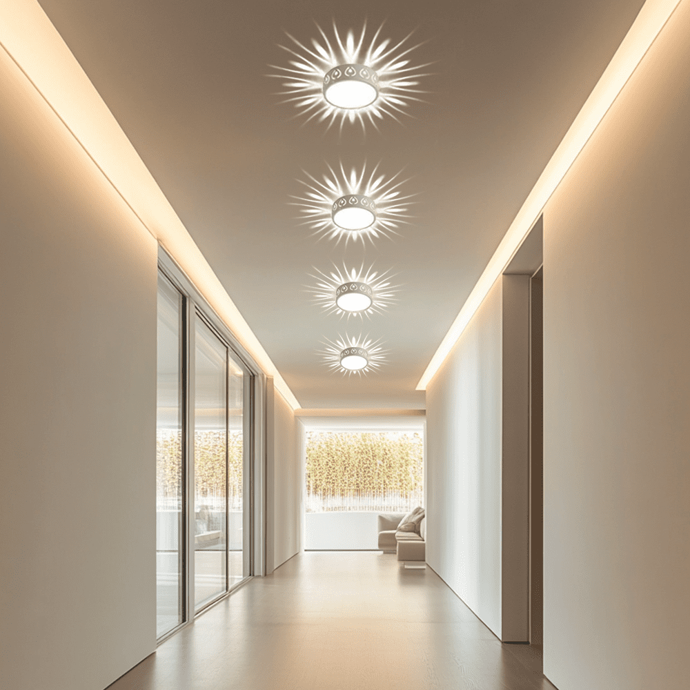 plafonnier LED rond moderne blanc en acrylique cristal montage en surface