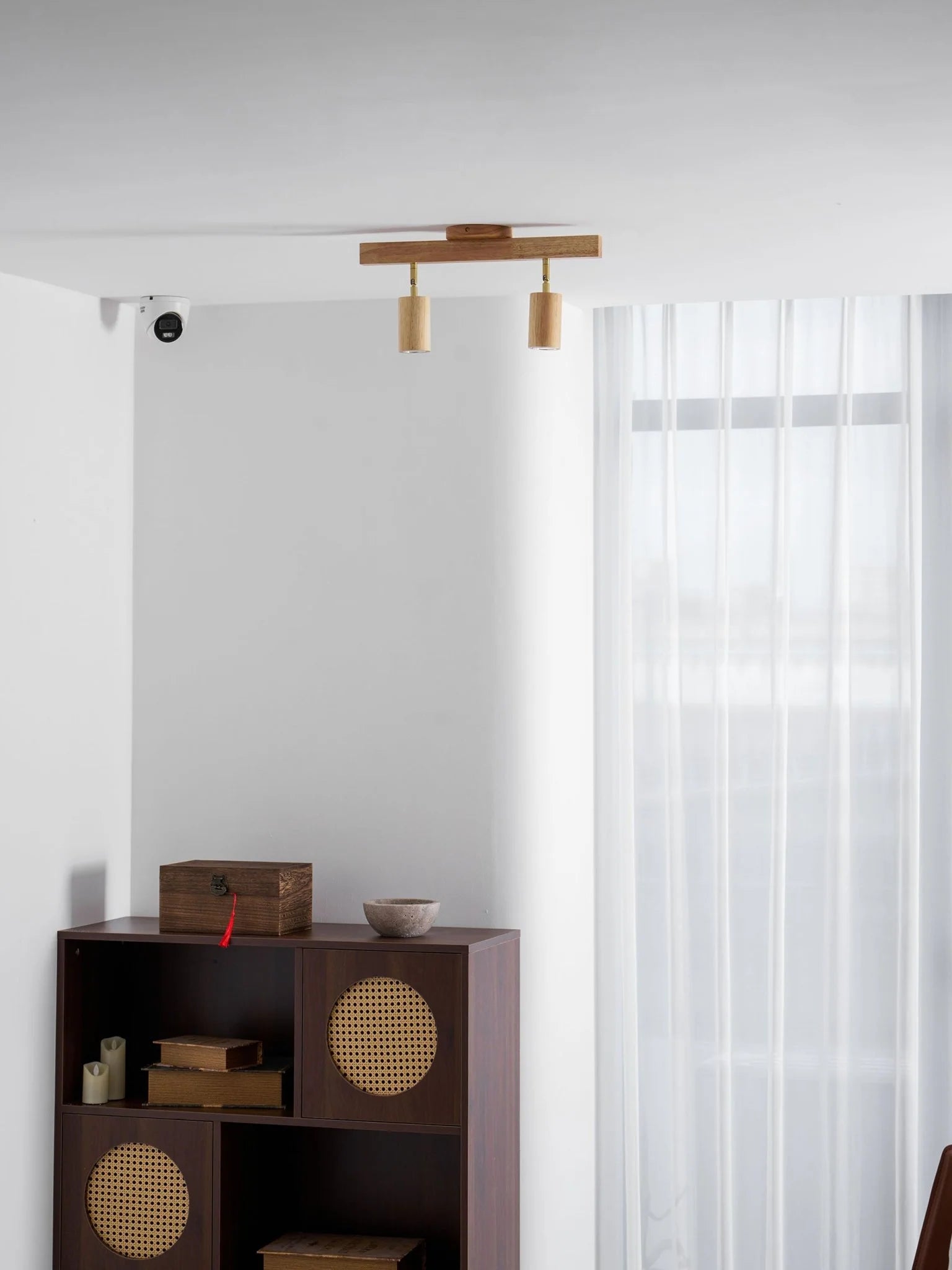 Plafonnier Design Poutre Bois Japonais Spots Orientables pour Chambre & Salon | POUTRE™