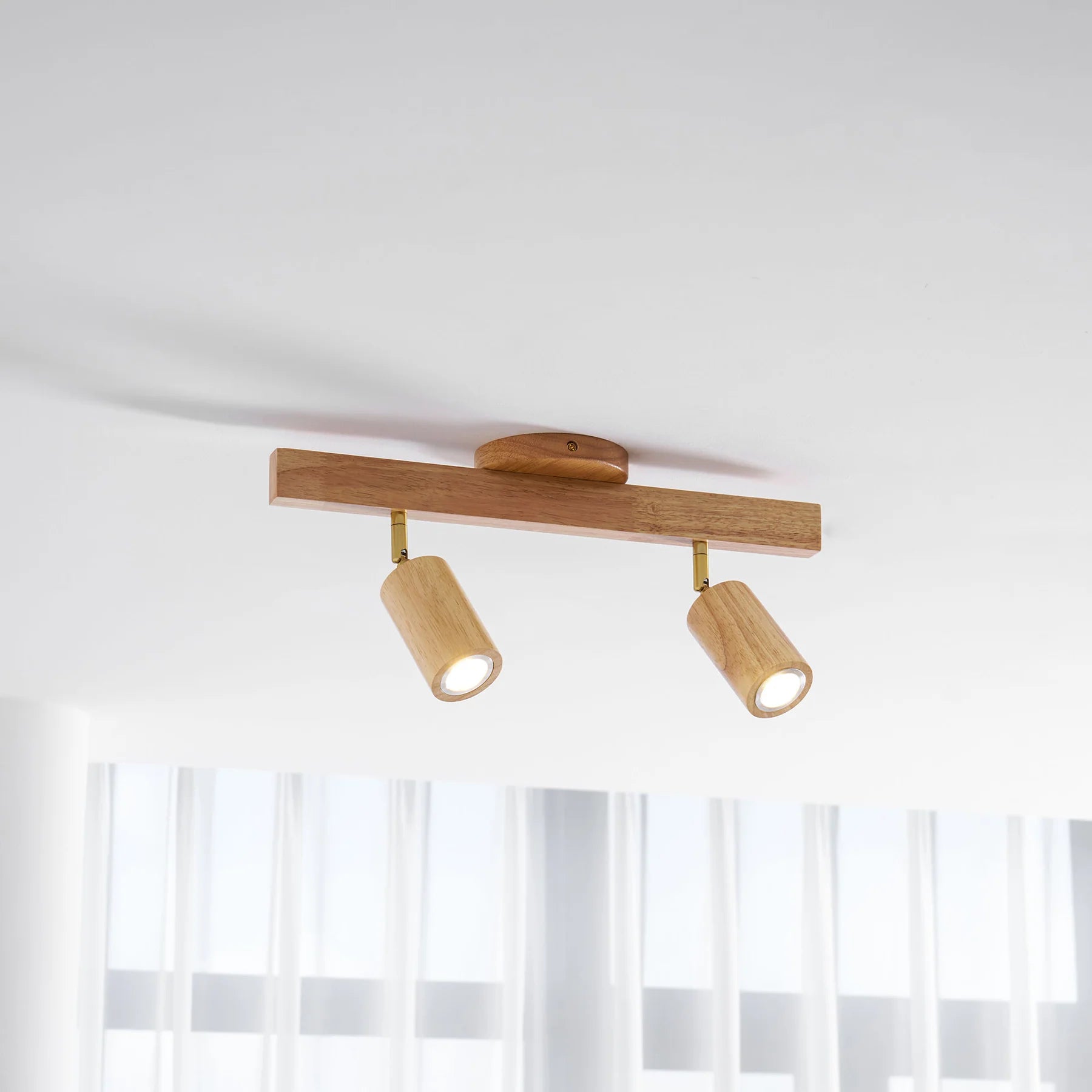 Plafonnier Design Poutre Bois Japonais Spots Orientables pour Chambre & Salon | POUTRE™