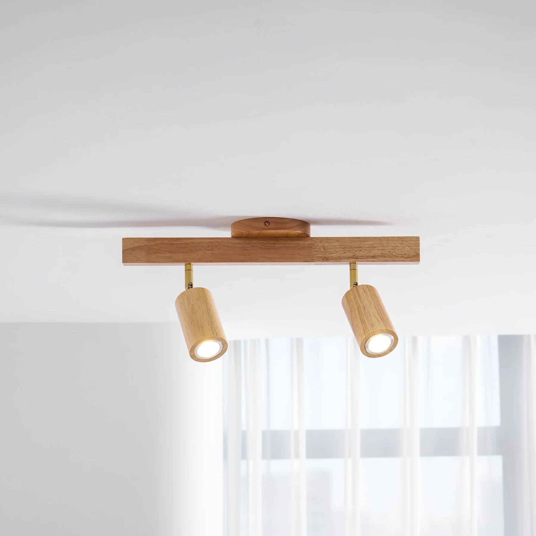 Plafonnier Design Poutre Bois Japonais Spots Orientables pour Chambre & Salon | POUTRE™
