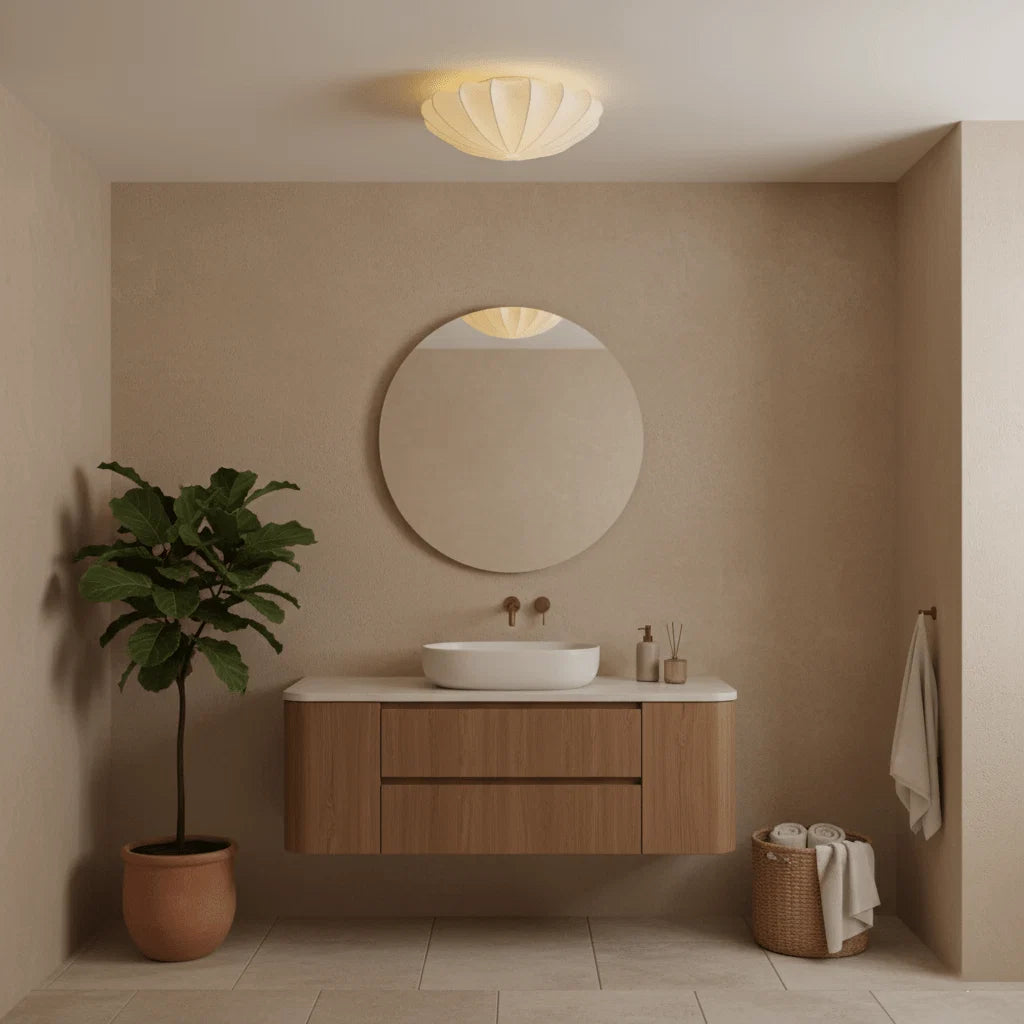 Plafonnier Abat-jour en Soie Ivoire — Downlight Style Art Déco Nordique | IVOIRE™