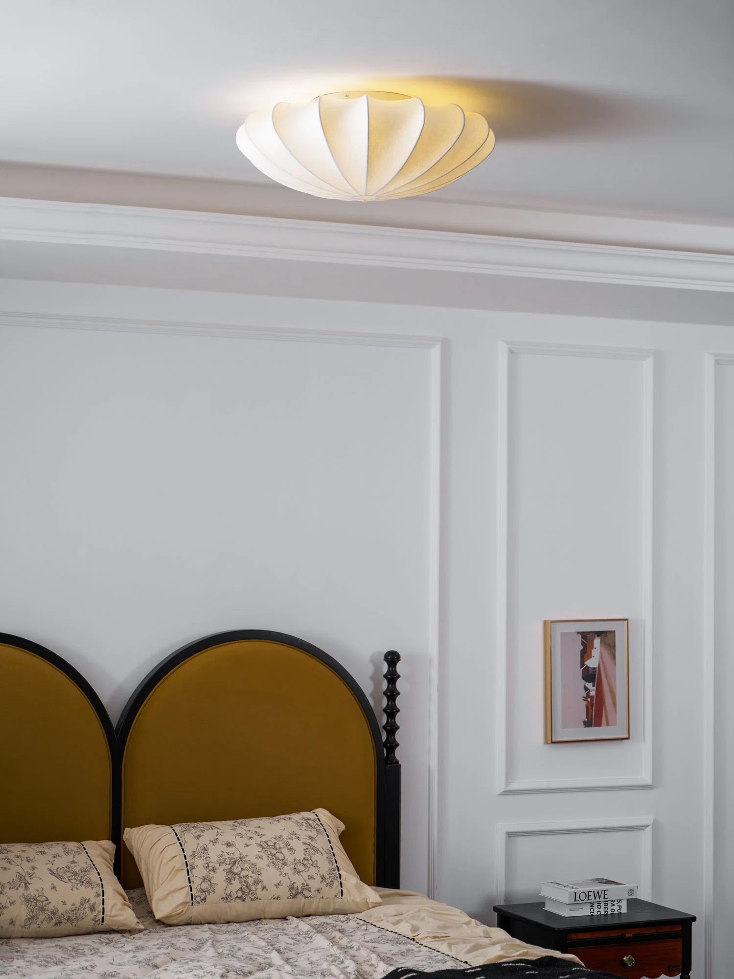 Plafonnier Abat-jour en Soie Ivoire — Downlight Style Art Déco Nordique | IVOIRE™