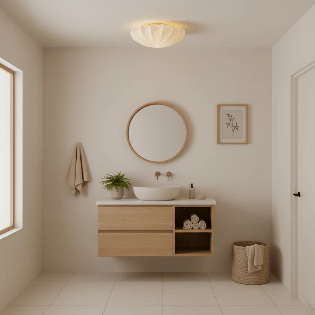 Plafonnier Abat-jour en Soie Ivoire — Downlight Style Art Déco Nordique | IVOIRE™