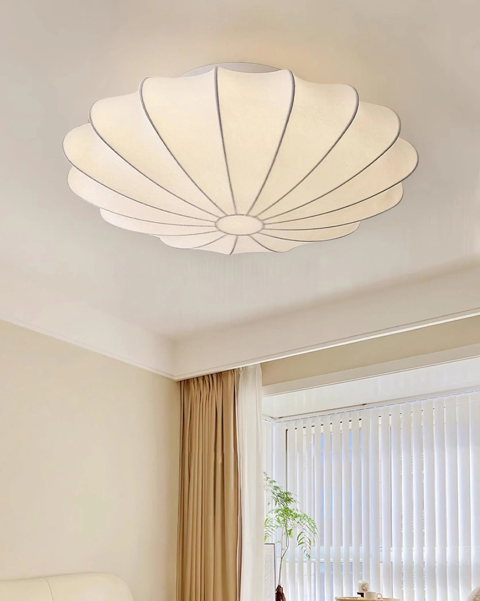 Plafonnier Abat-jour en Soie Ivoire — Downlight Style Art Déco Nordique | IVOIRE™