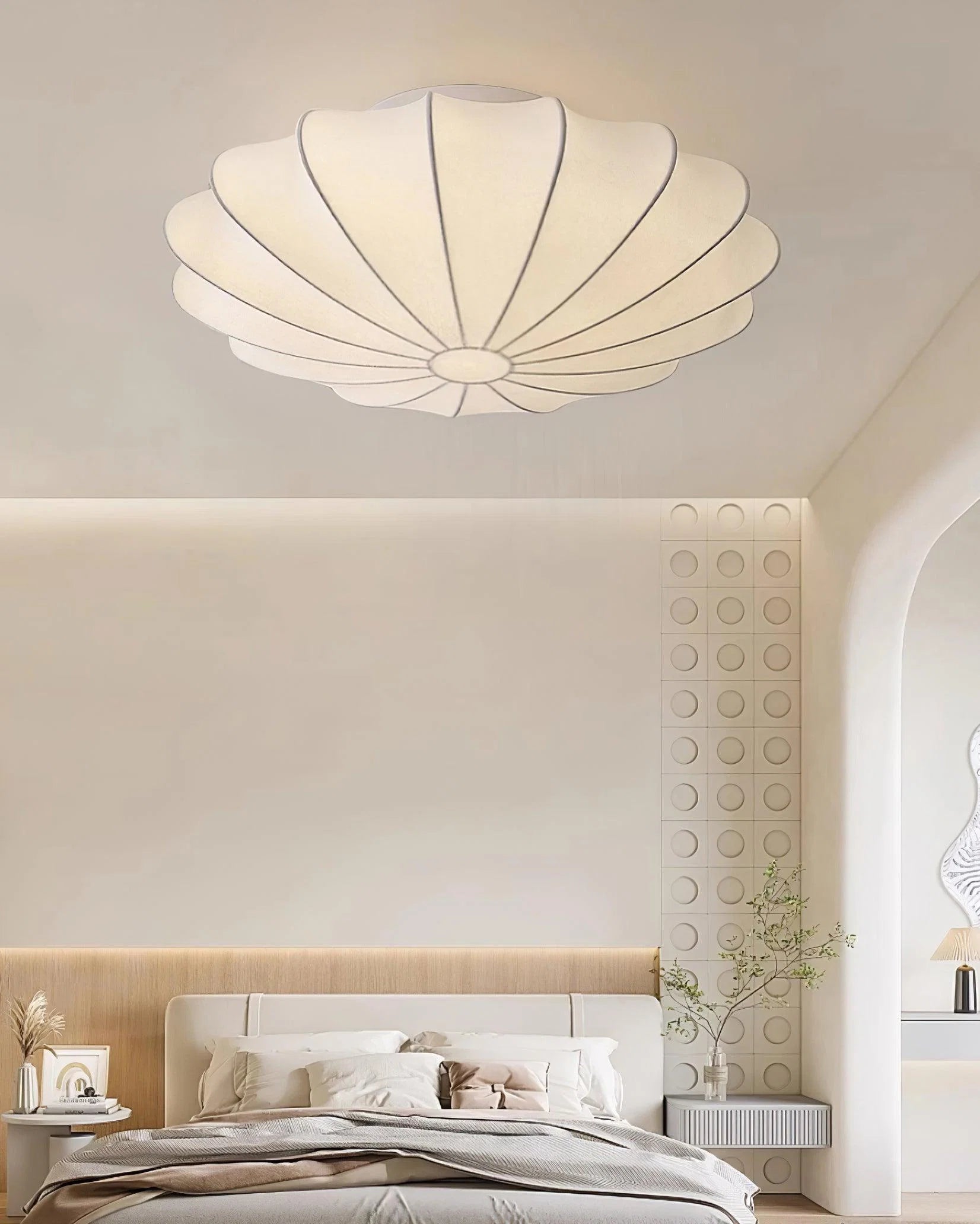 Plafonnier Abat-jour en Soie Ivoire — Downlight Style Art Déco Nordique | IVOIRE™