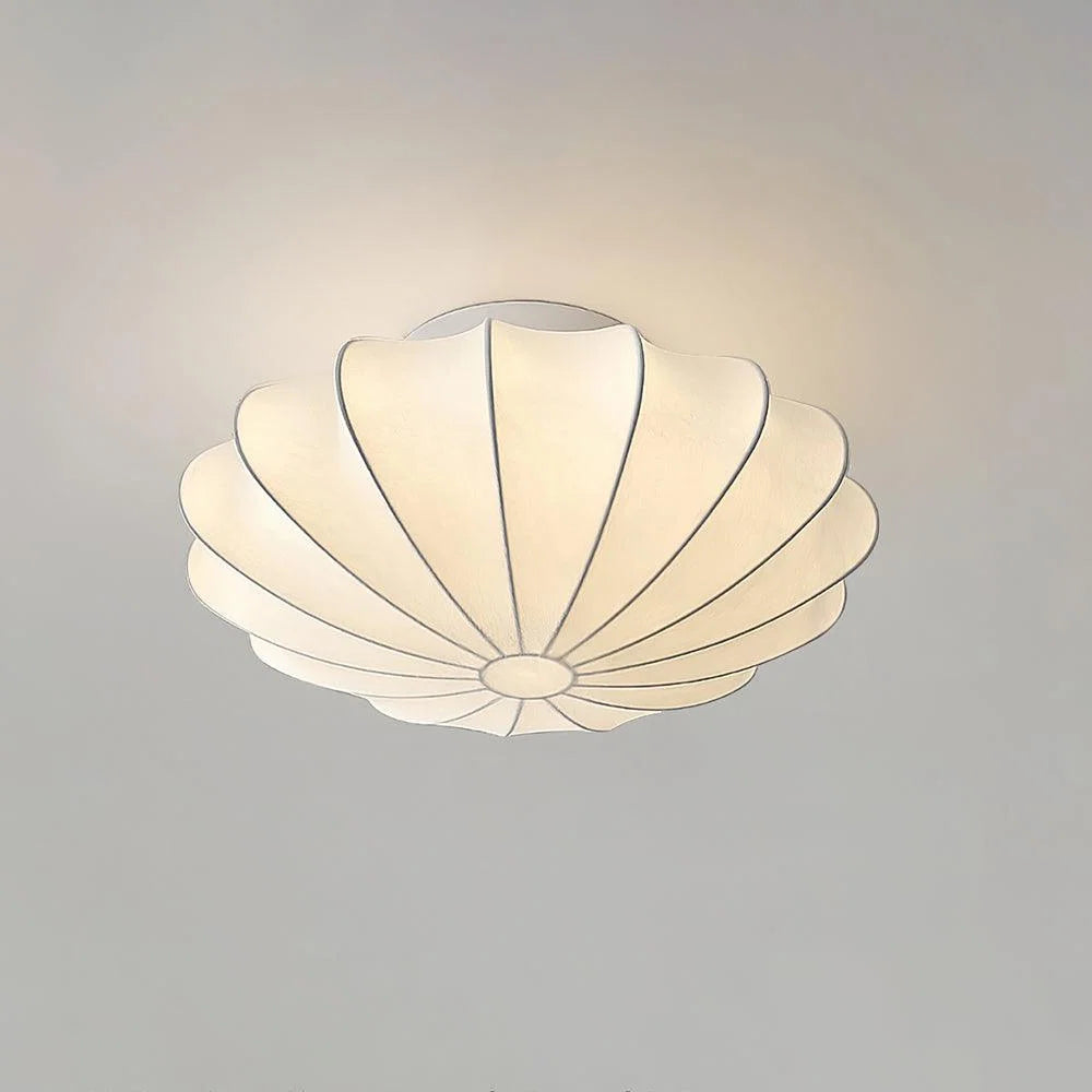 Plafonnier Abat-jour en Soie Ivoire — Downlight Style Art Déco Nordique | IVOIRE™