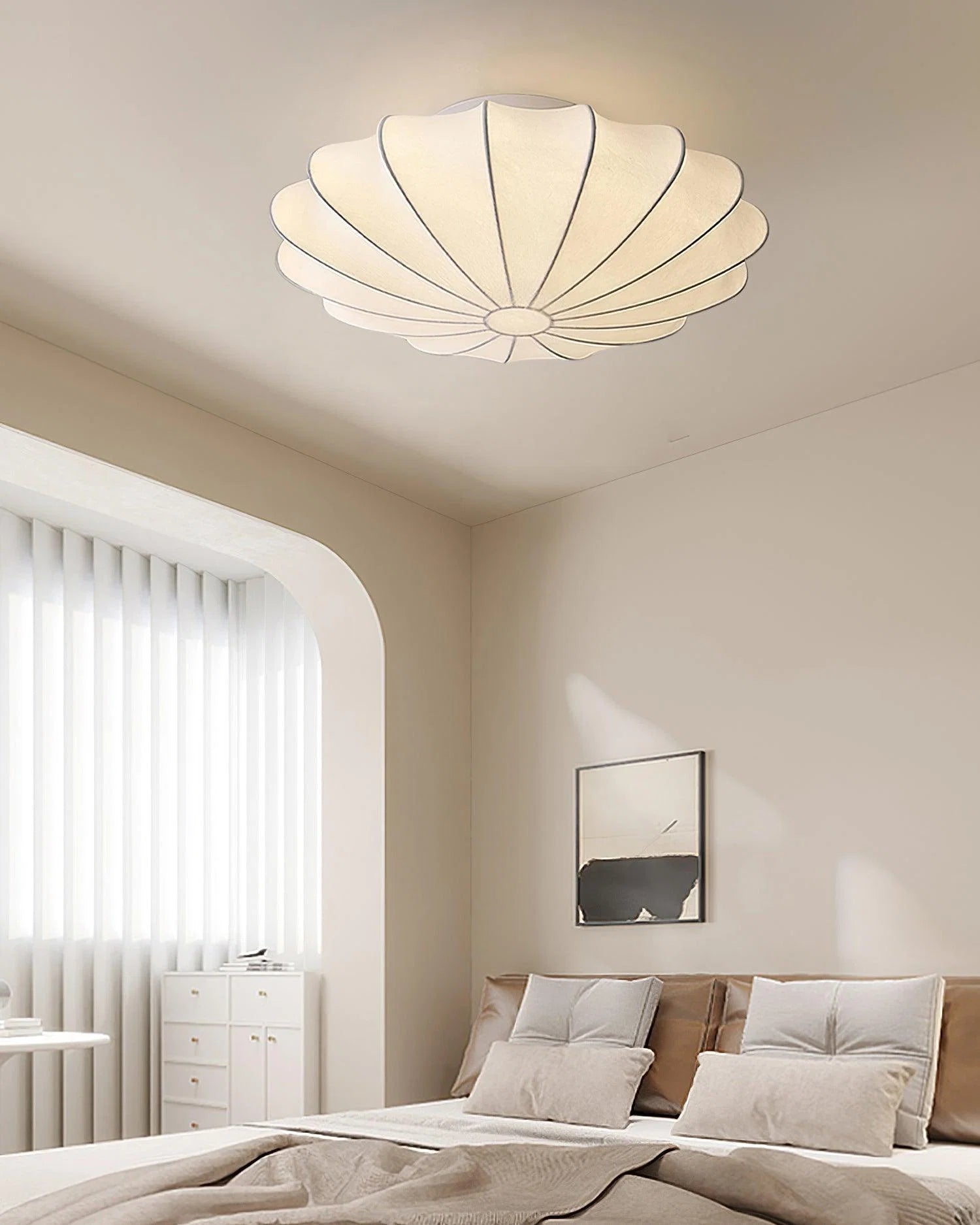 Plafonnier Abat-jour en Soie Ivoire — Downlight Style Art Déco Nordique | IVOIRE™