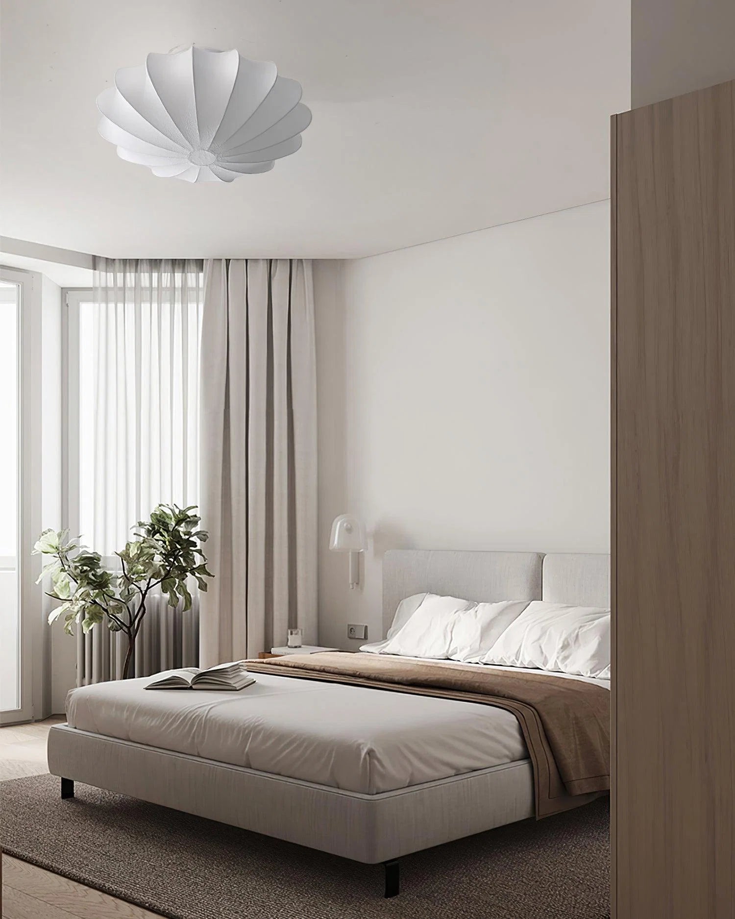Plafonnier Abat-jour en Soie Ivoire — Downlight Style Art Déco Nordique | IVOIRE™