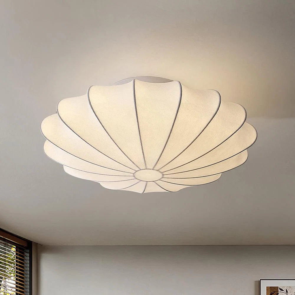 Plafonnier Abat-jour en Soie Ivoire — Downlight Style Art Déco Nordique | IVOIRE™