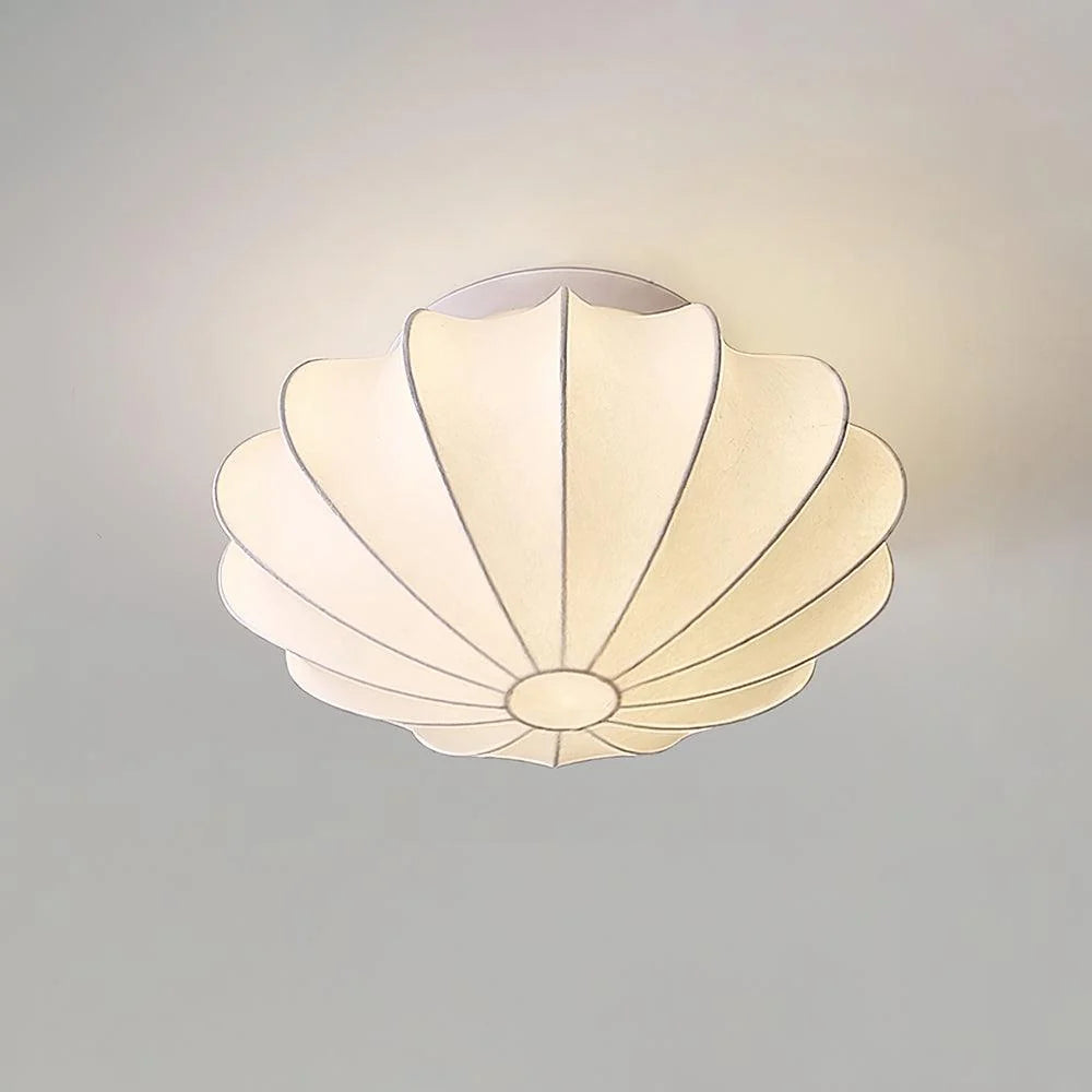 Plafonnier Abat-jour en Soie Ivoire — Downlight Style Art Déco Nordique | IVOIRE™