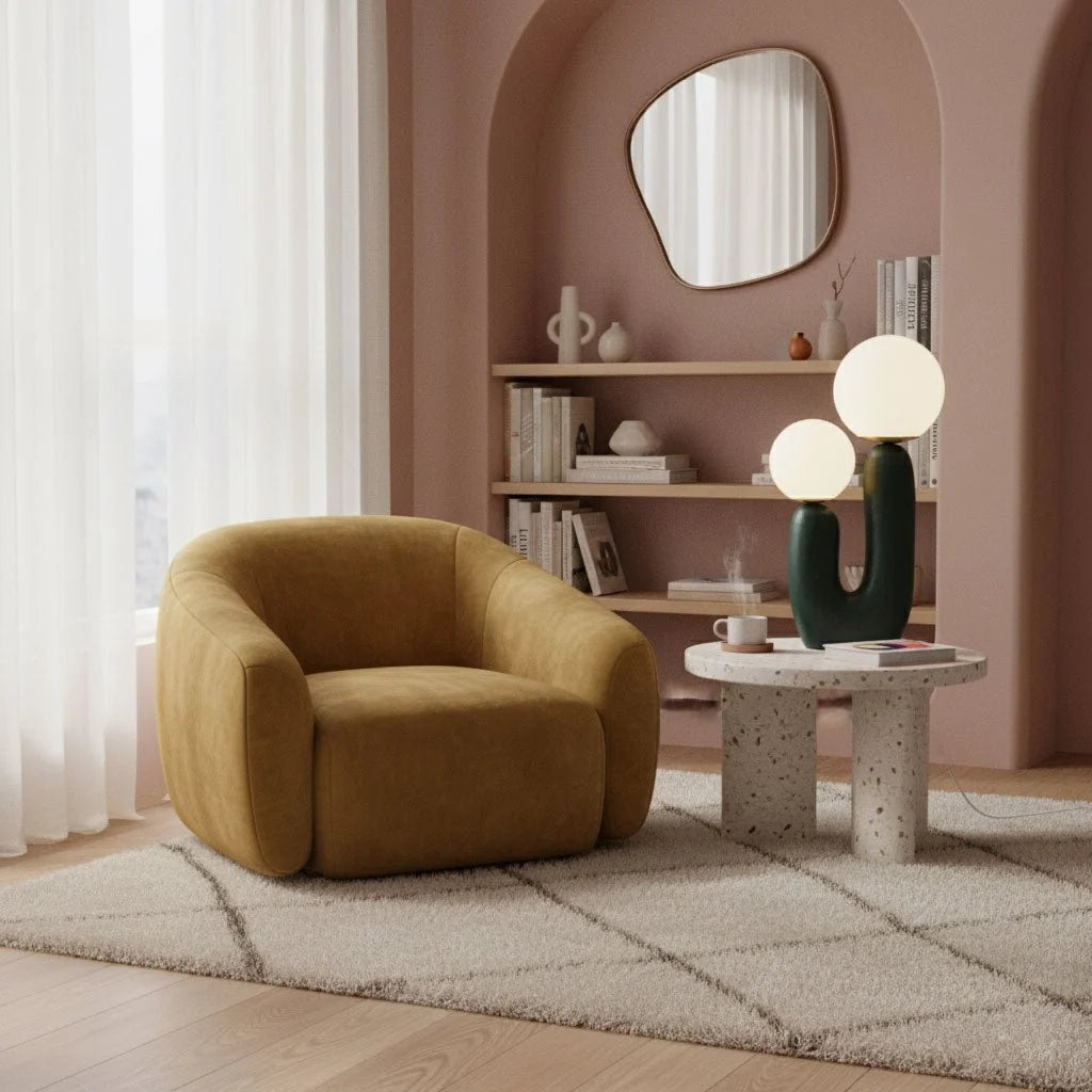 Lampe de Table Résine Courbe & Globes en Verre — Lampe Nordique Style Sculptural | ARABESQUE™