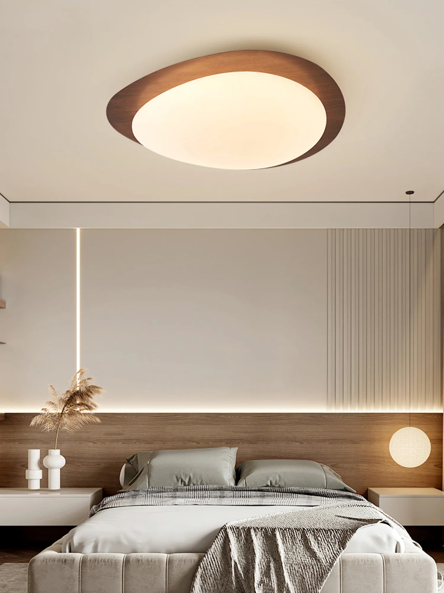 Plafonnier Design Galet Bois Asymétrique pour Chambre & Salle à Manger | CAILLOU™