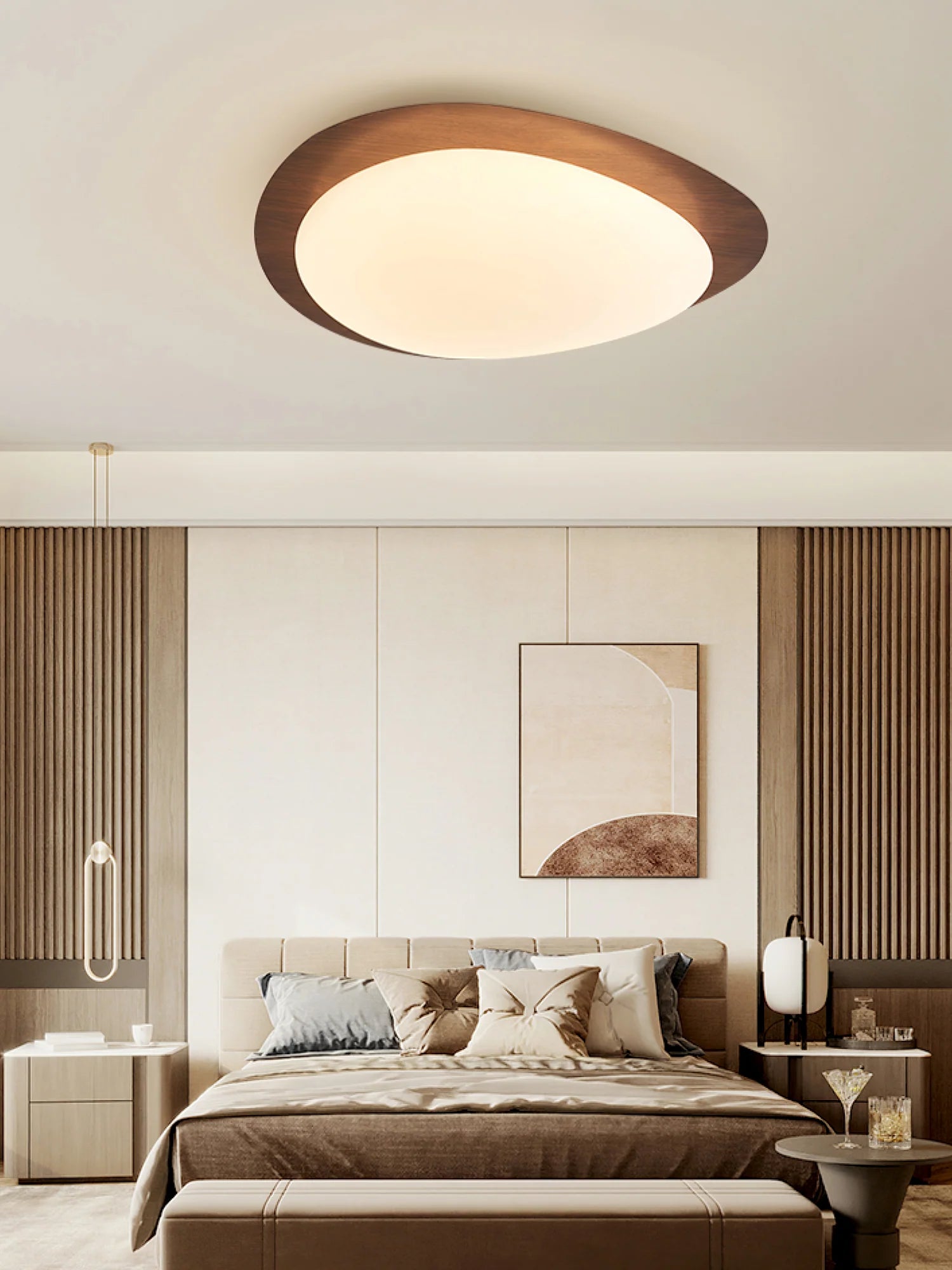 Plafonnier Design Galet Bois Asymétrique pour Chambre & Salle à Manger | CAILLOU™
