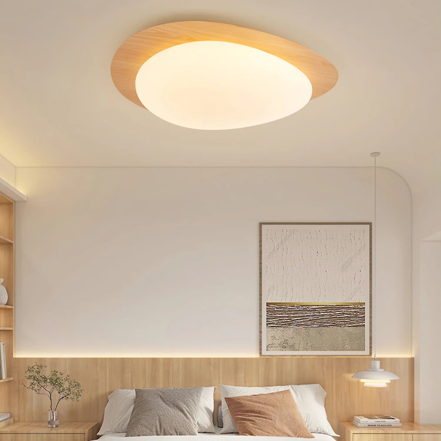 Plafonnier Design Galet Bois Asymétrique pour Chambre & Salle à Manger | CAILLOU™