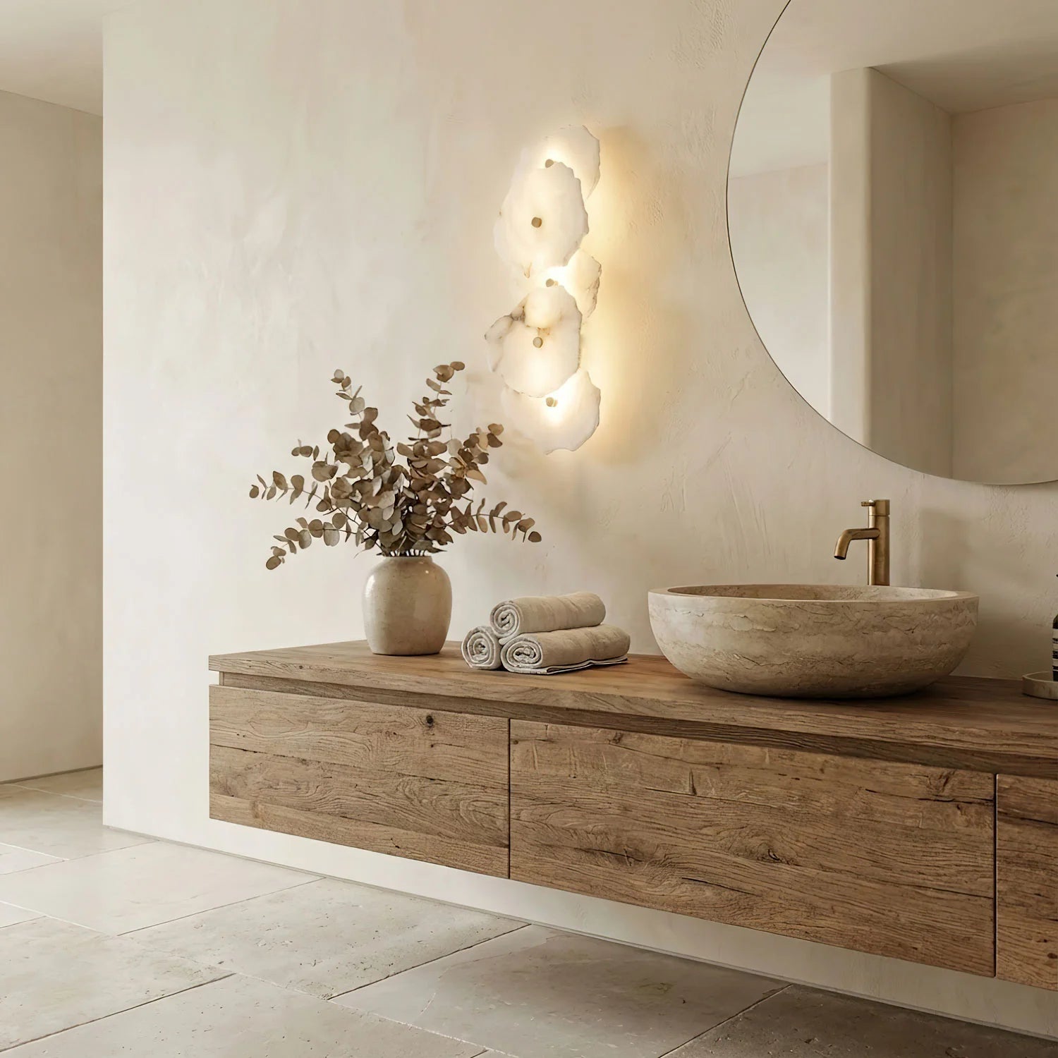 Applique Murale en Marbre Naturel Façon Galets — Lampe Murale Style Nordique | ROCAILLE™