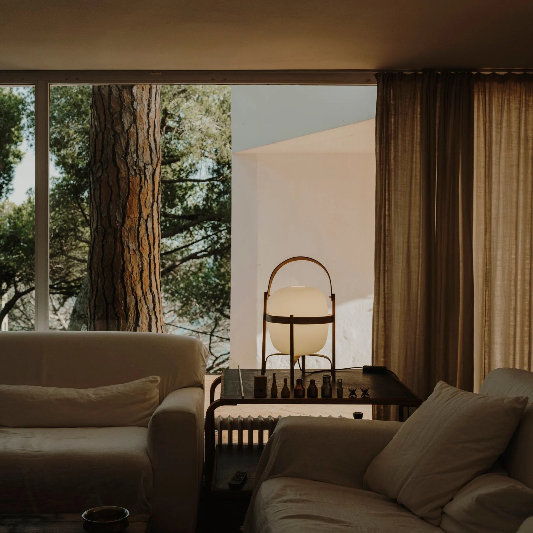 Lampe de Table Bois & Verre — Lampadaire Style Art Déco Simple | SOUCHE™