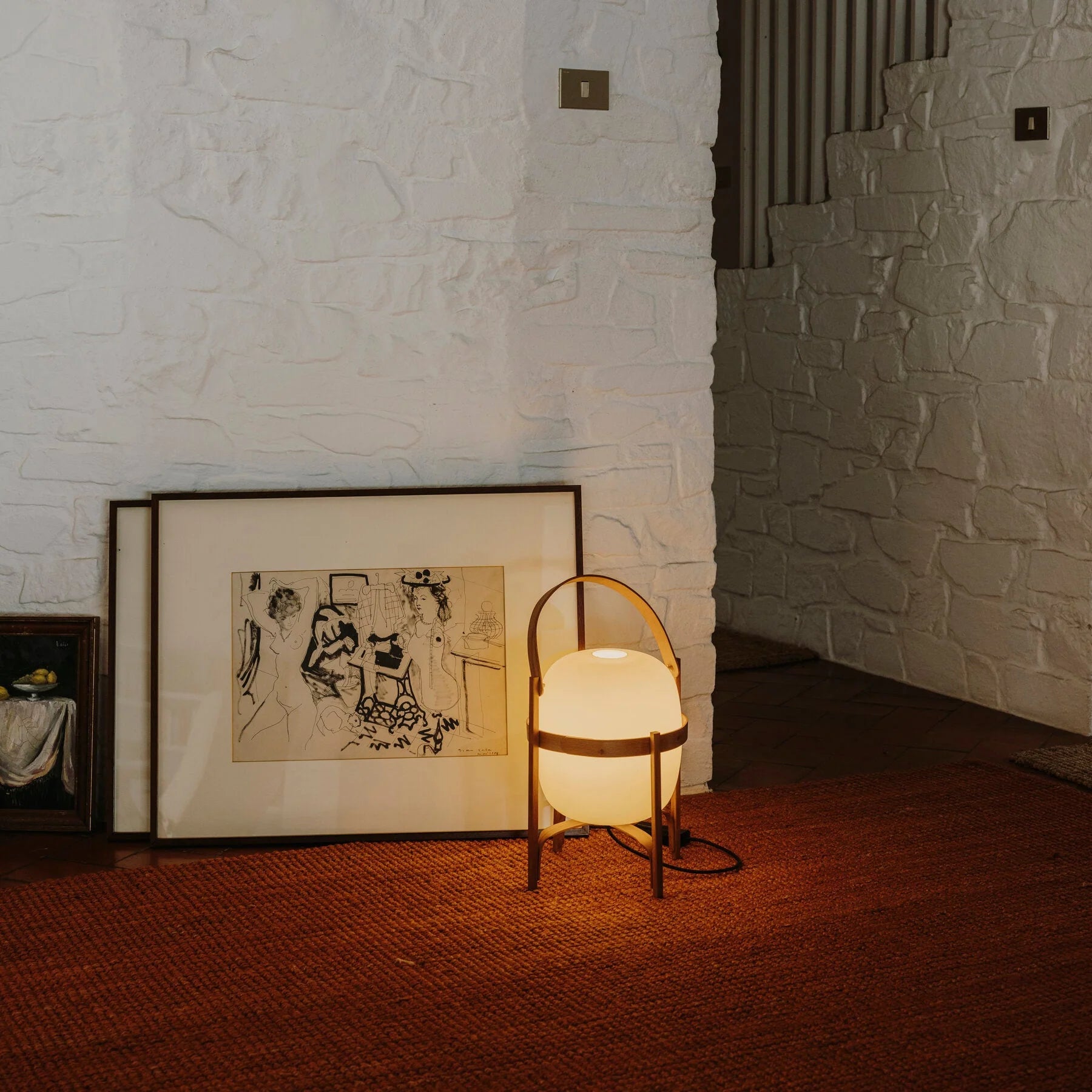 Lampe de Table Bois & Verre — Lampadaire Style Art Déco Simple | SOUCHE™