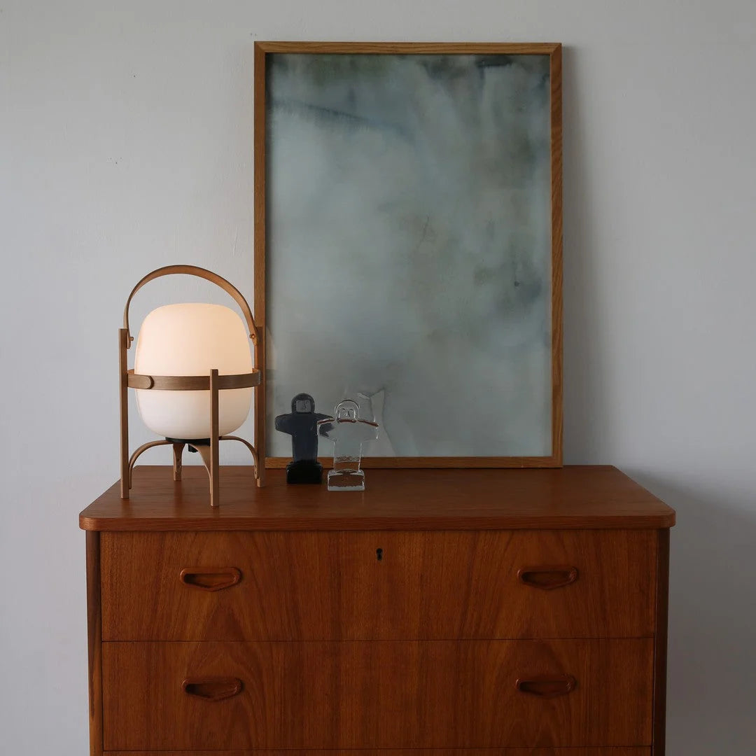 Lampe de Table Bois & Verre — Lampadaire Style Art Déco Simple | SOUCHE™