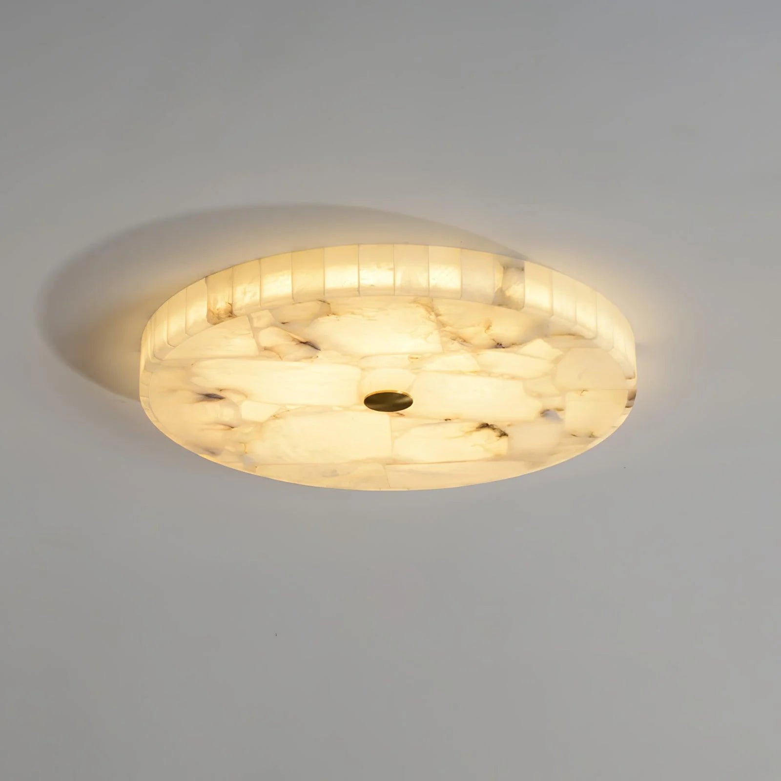 Plafonnier Rond en Marbre Albâtre — Applique Plafond Style Moderne | LUEUR™