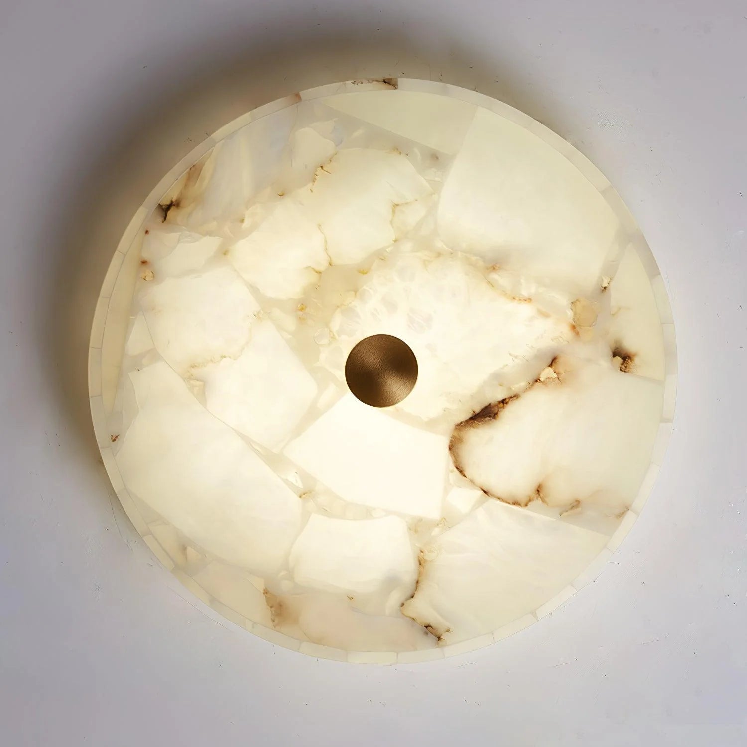 Plafonnier Rond en Marbre Albâtre — Applique Plafond Style Moderne | LUEUR™