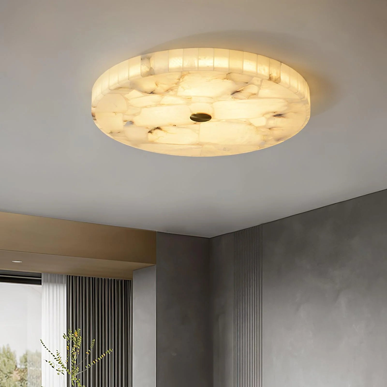 Plafonnier Rond en Marbre Albâtre — Applique Plafond Style Moderne | LUEUR™