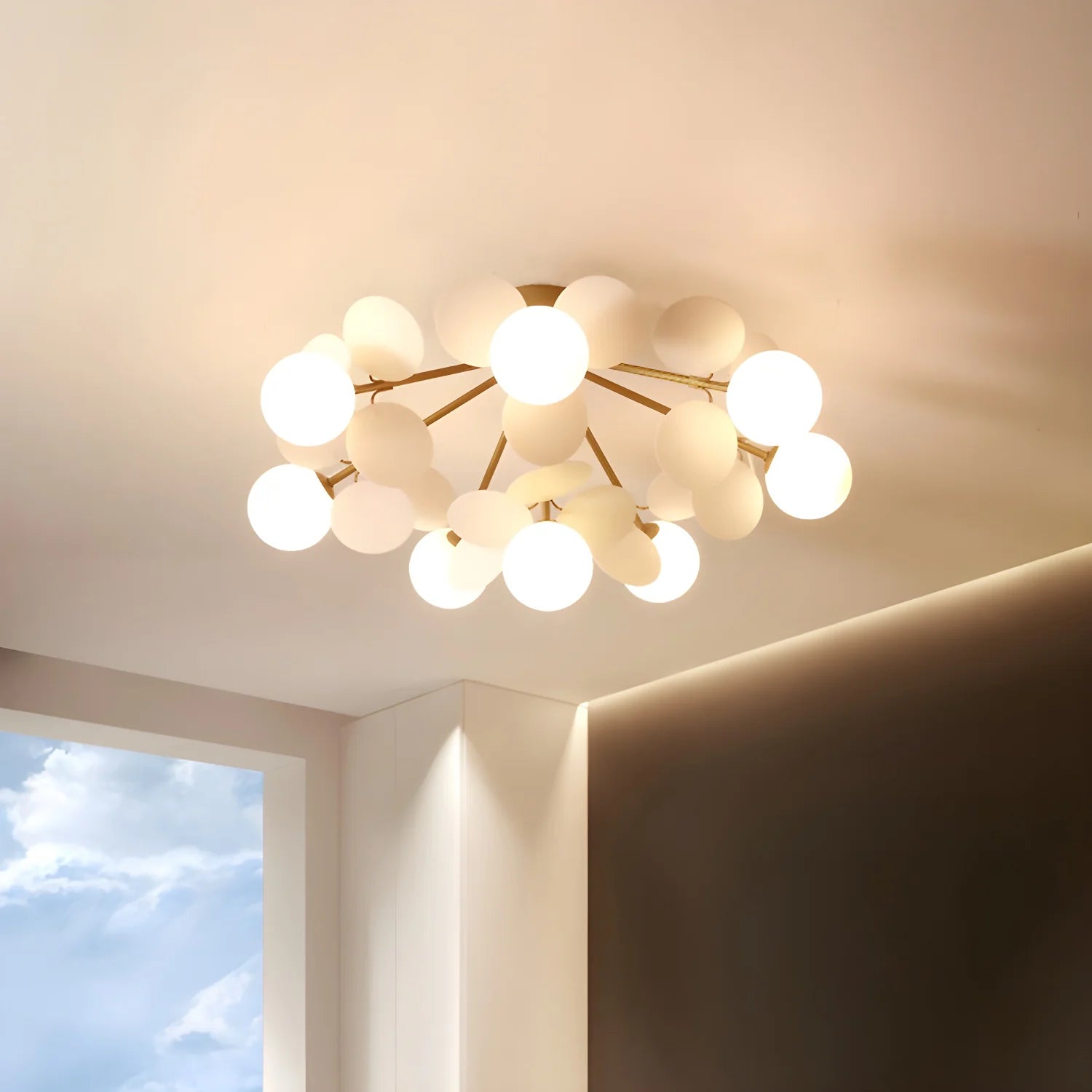 Plafonnier Design Fleur Multicolore Bulles de Verre pour Salon & Chambre | FLEUR™