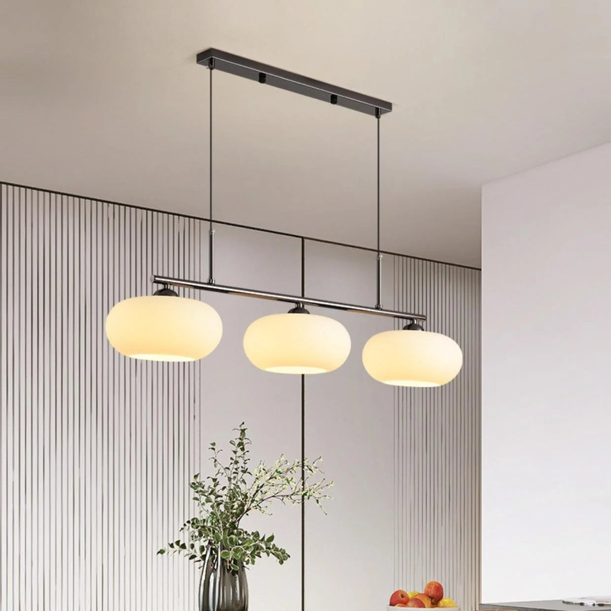 Suspension Globes en Verre Dépoli — Lustre 3 Bras Style Nordique | KAKI™