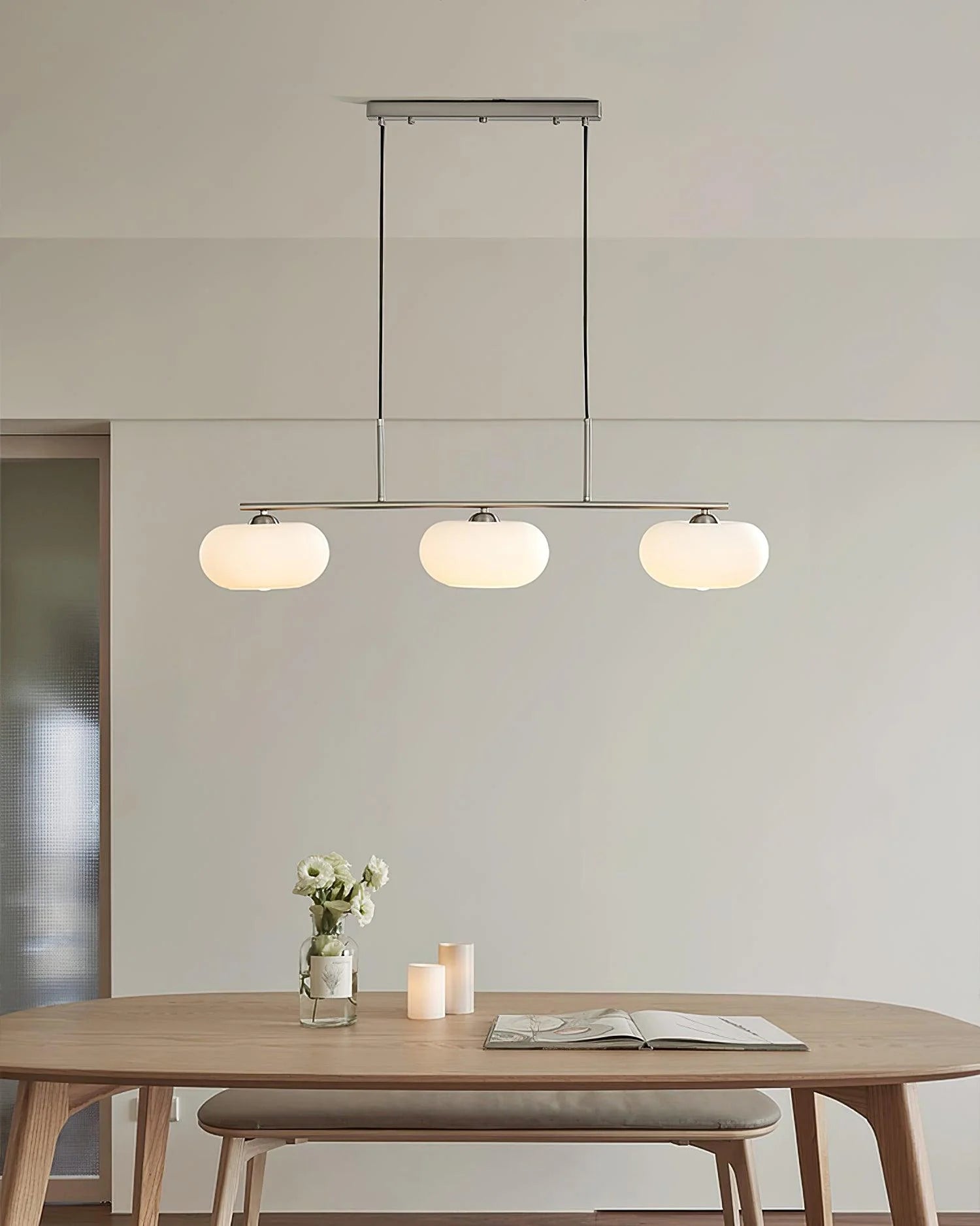 Suspension Globes en Verre Dépoli — Lustre 3 Bras Style Nordique | KAKI™