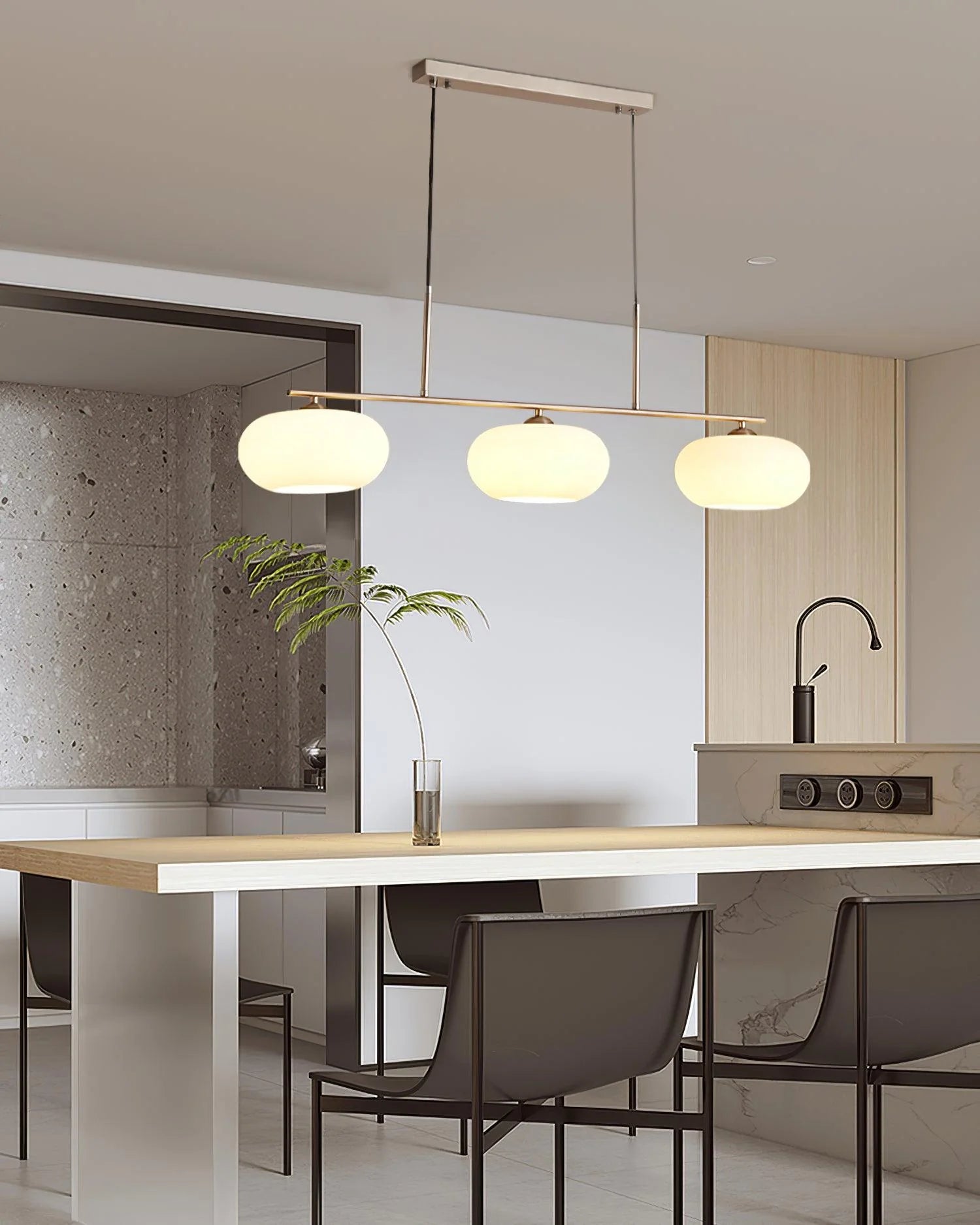 Suspension Globes en Verre Dépoli — Lustre 3 Bras Style Nordique | KAKI™