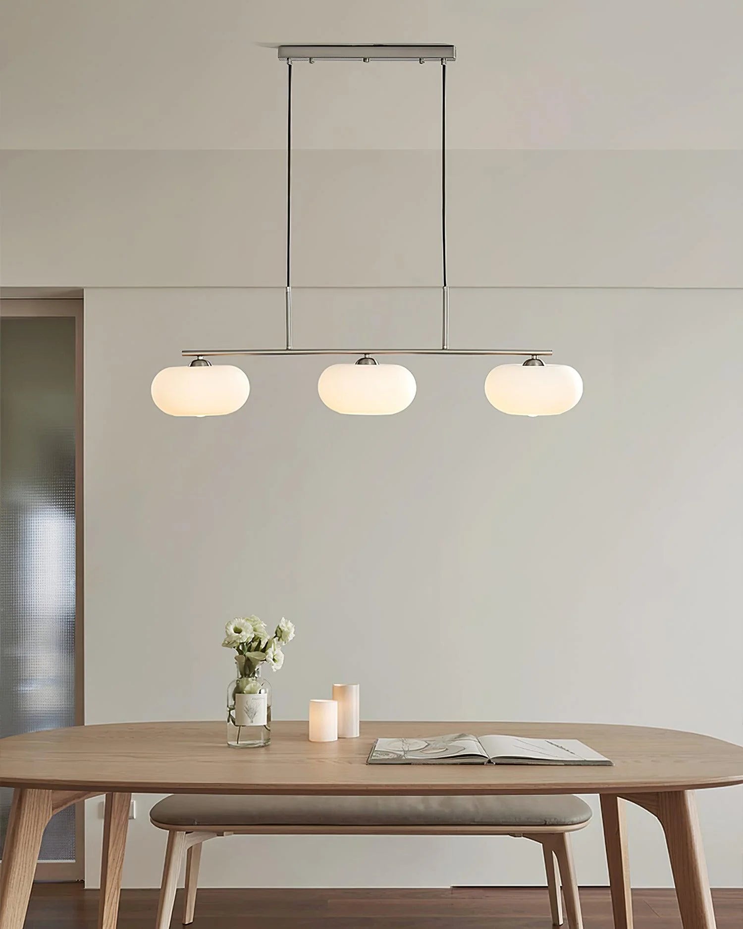 Suspension Globes en Verre Dépoli — Lustre 3 Bras Style Nordique | KAKI™