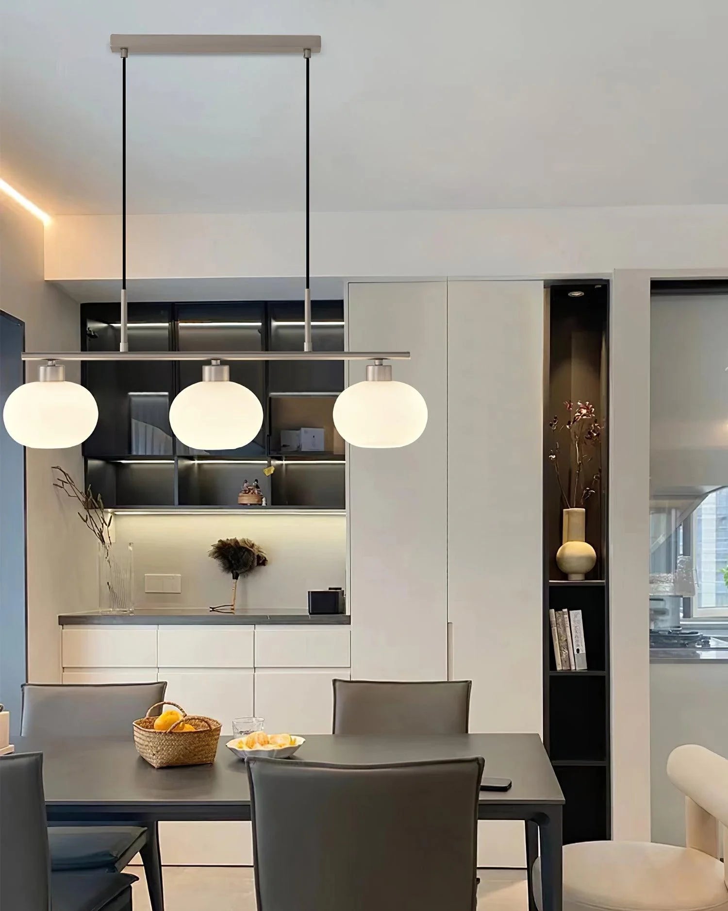 Suspension Globes en Verre Dépoli — Lustre 3 Bras Style Nordique | KAKI™