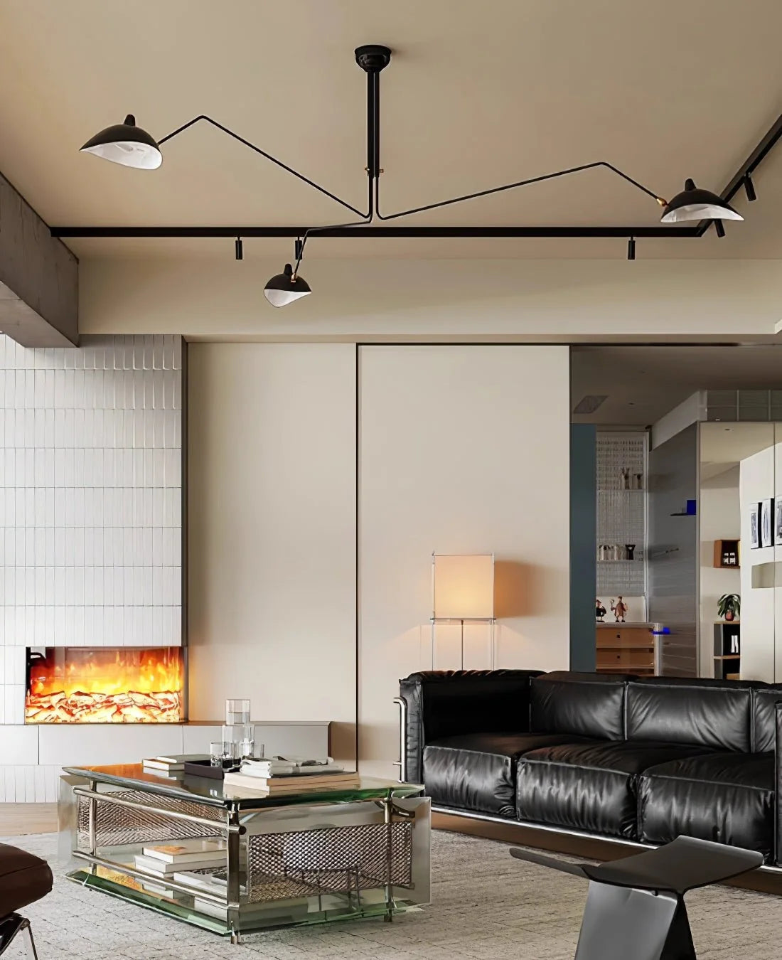 Plafonnier Design Multi-Bras Sculptural Noir & Blanc pour Salon & Salle à Manger | PIEUVRE™