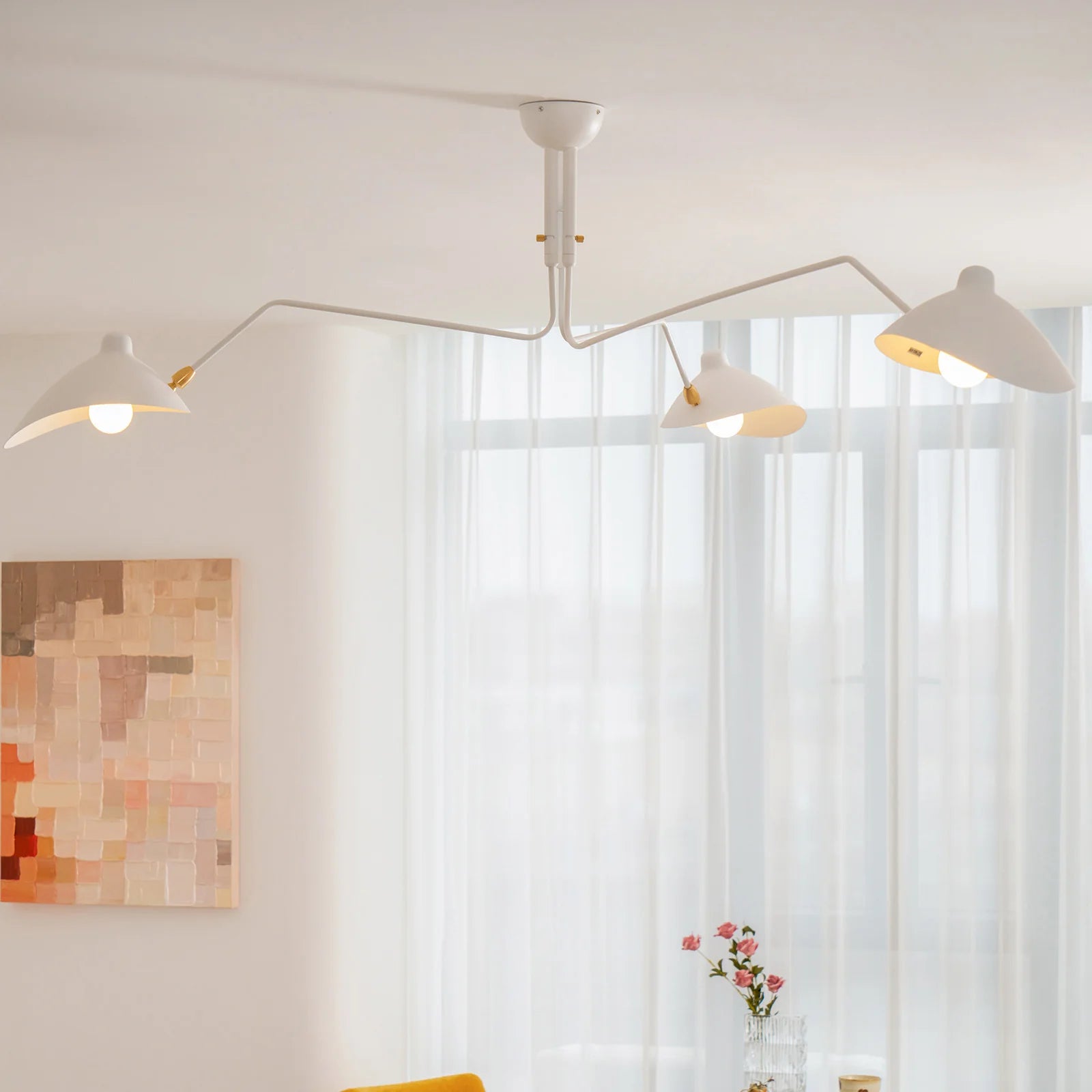 Plafonnier Design Multi-Bras Sculptural Noir & Blanc pour Salon & Salle à Manger | PIEUVRE™