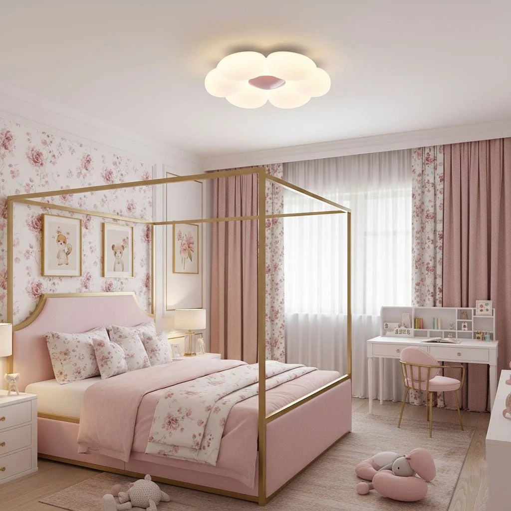 Plafonnier Fleur Enfant Romantique — Lampe Chambre Princesse Style Rond | PIVOINE™