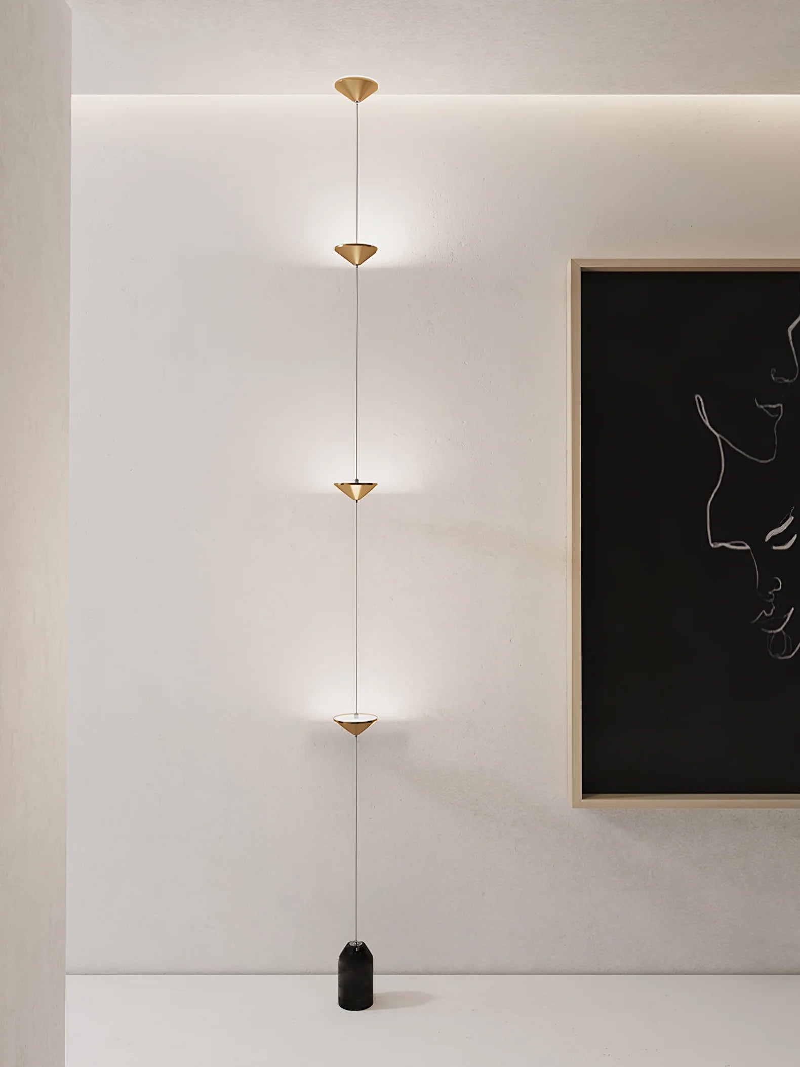 Lampadaire Design Colonne Multi-Têtes Or & Noir pour Salon & Bureau | COLONNE™
