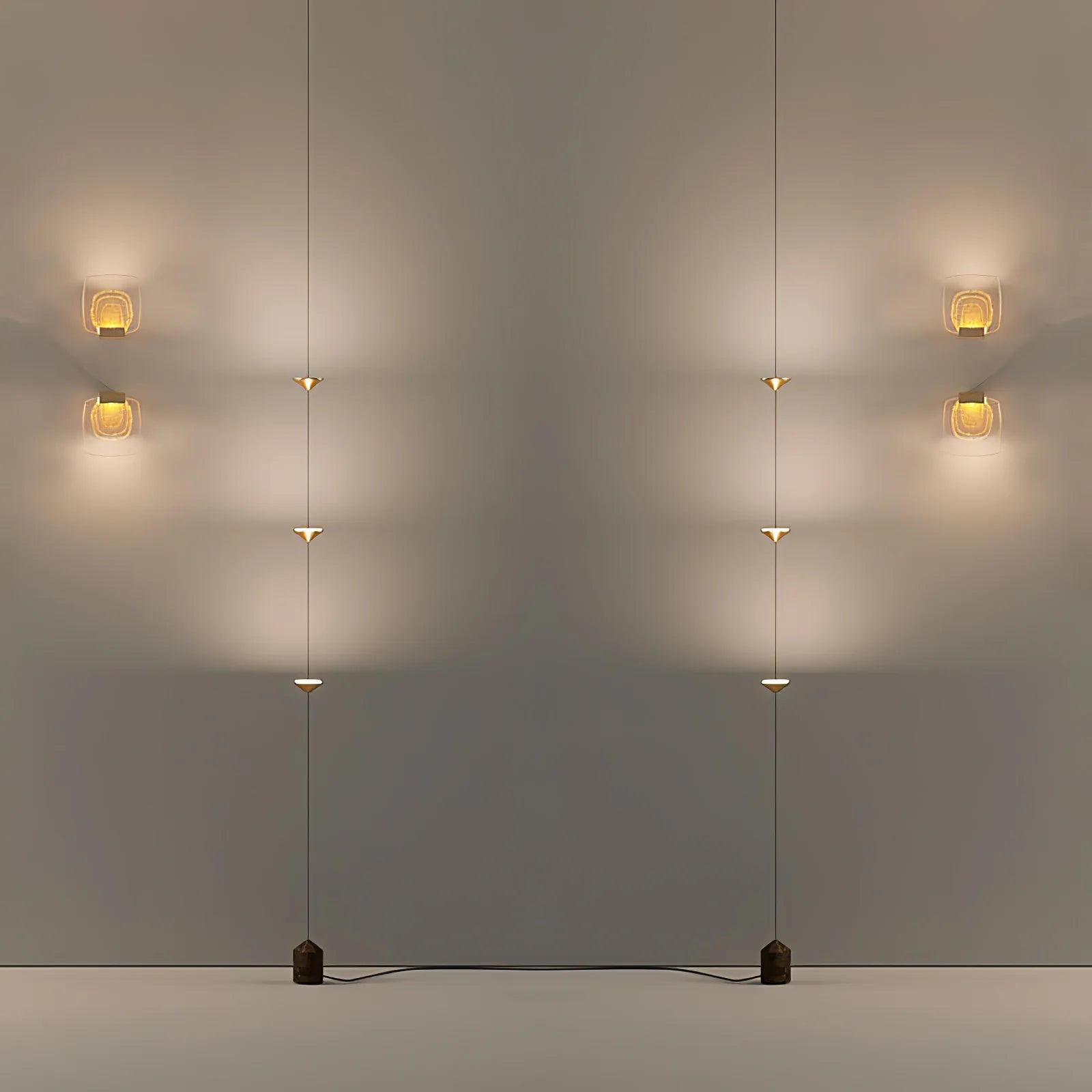 Lampadaire Design Colonne Multi-Têtes Or & Noir pour Salon & Bureau | COLONNE™