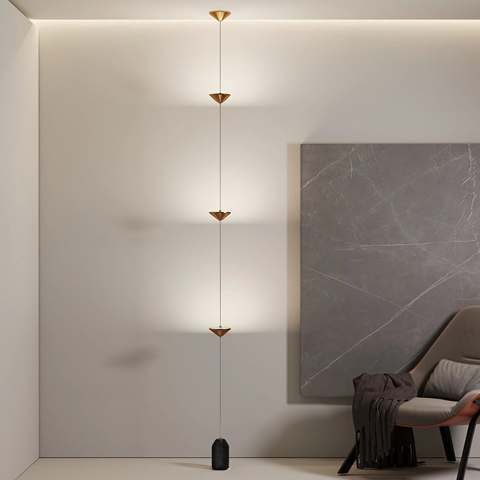 Lampadaire Design Colonne Multi-Têtes Or & Noir pour Salon & Bureau | COLONNE™