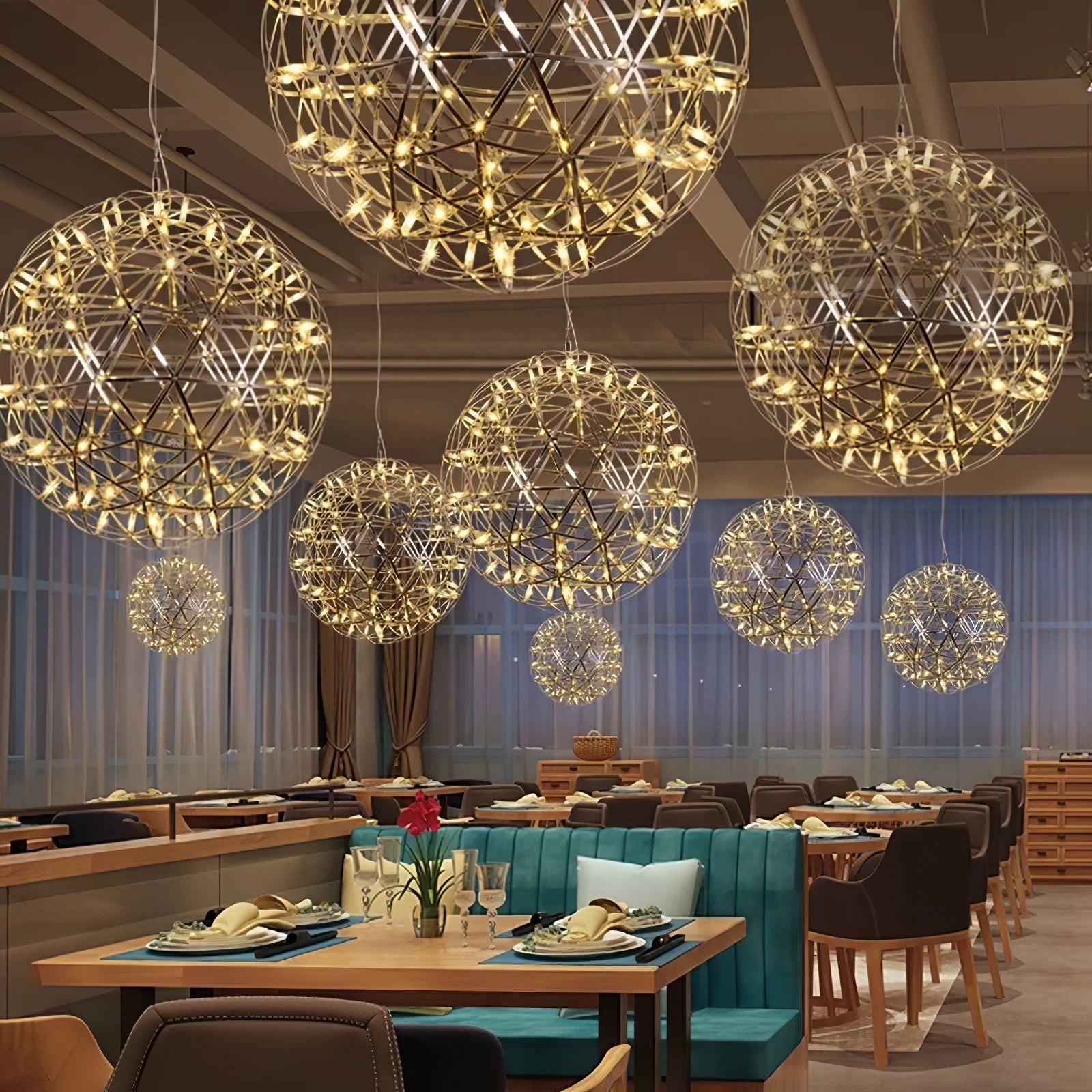 Lustre Boule Étincelante en Acier Chromé — Plafonnier Style Moderne Multi-Points | ÉTINCELLE™