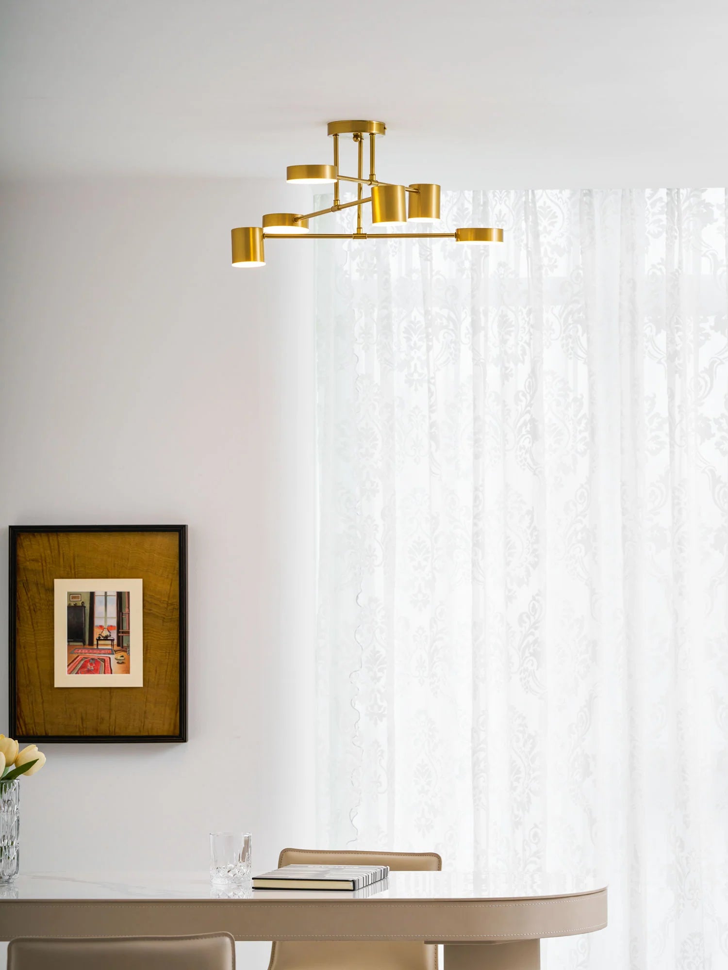 Lustre Semi-Encastré 6 Bras en Fer — Plafonnier Style Moderne | ÉTOILE™