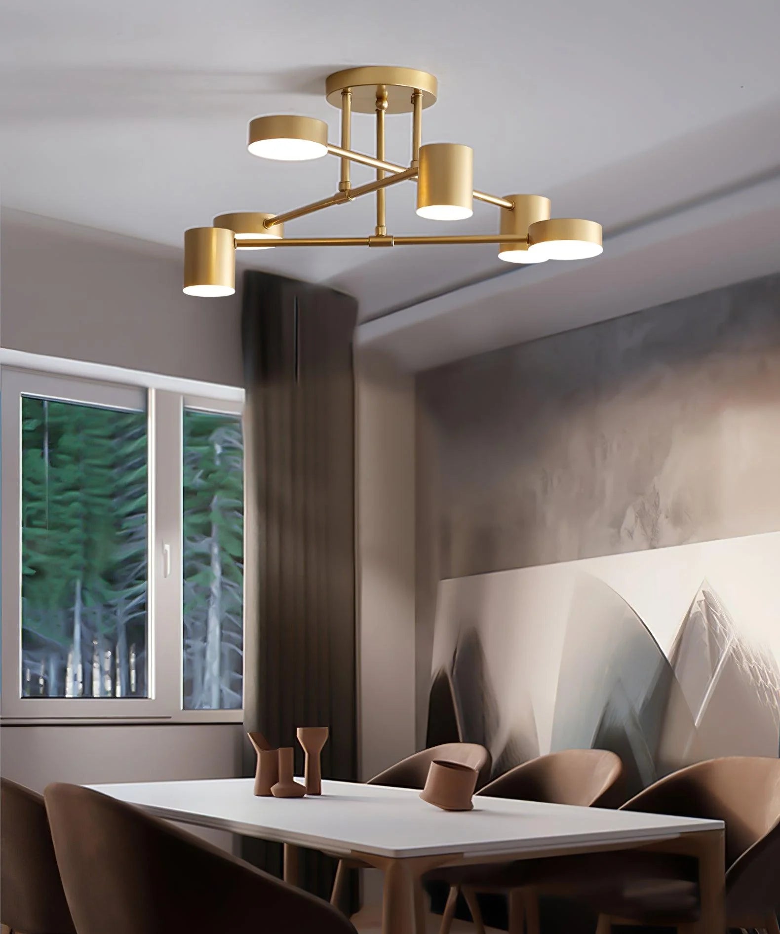 Lustre Semi-Encastré 6 Bras en Fer — Plafonnier Style Moderne | ÉTOILE™