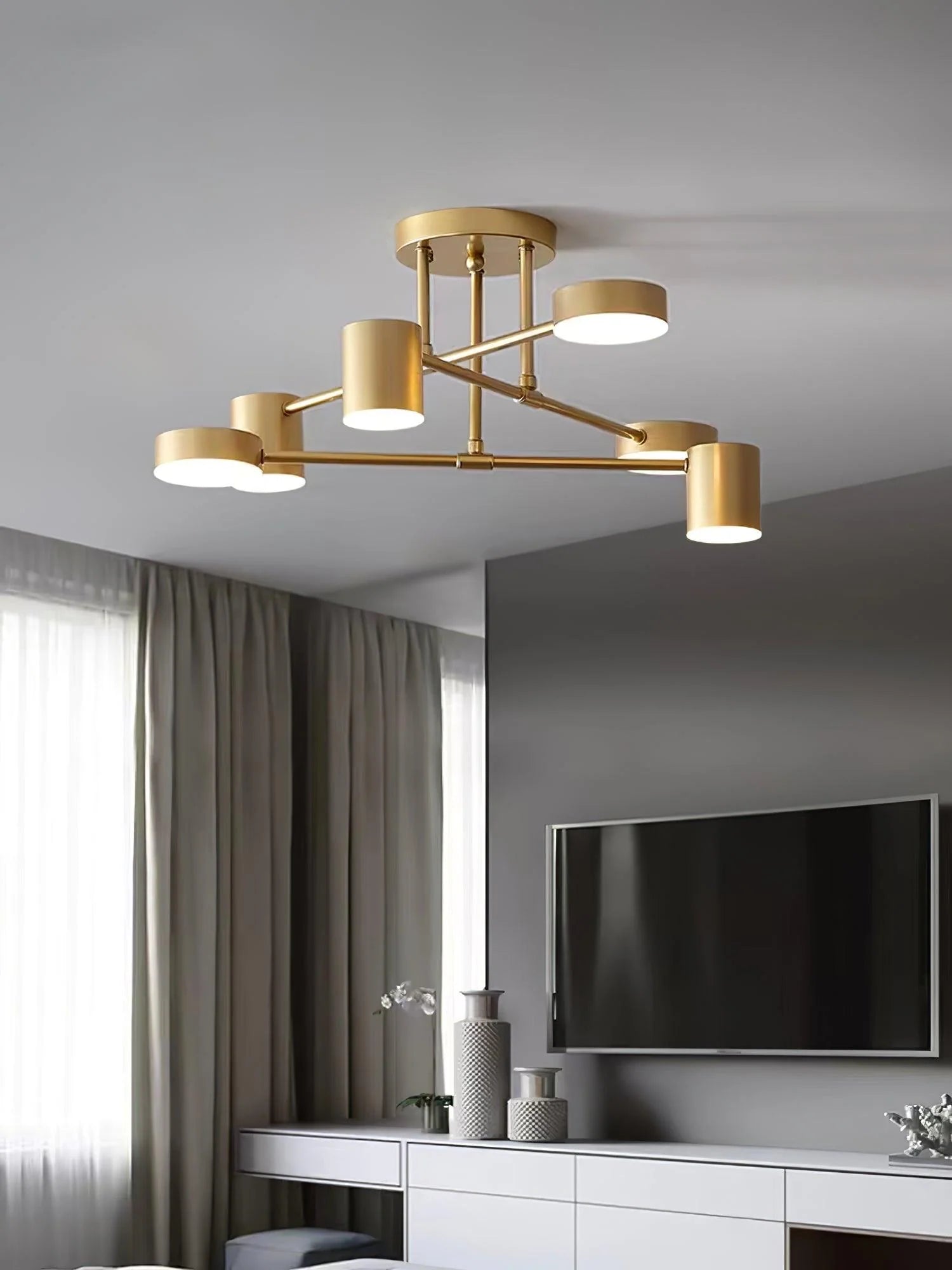 Lustre Semi-Encastré 6 Bras en Fer — Plafonnier Style Moderne | ÉTOILE™