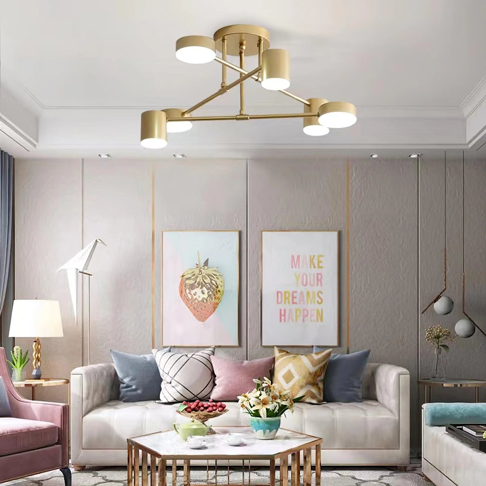 Lustre Semi-Encastré 6 Bras en Fer — Plafonnier Style Moderne | ÉTOILE™