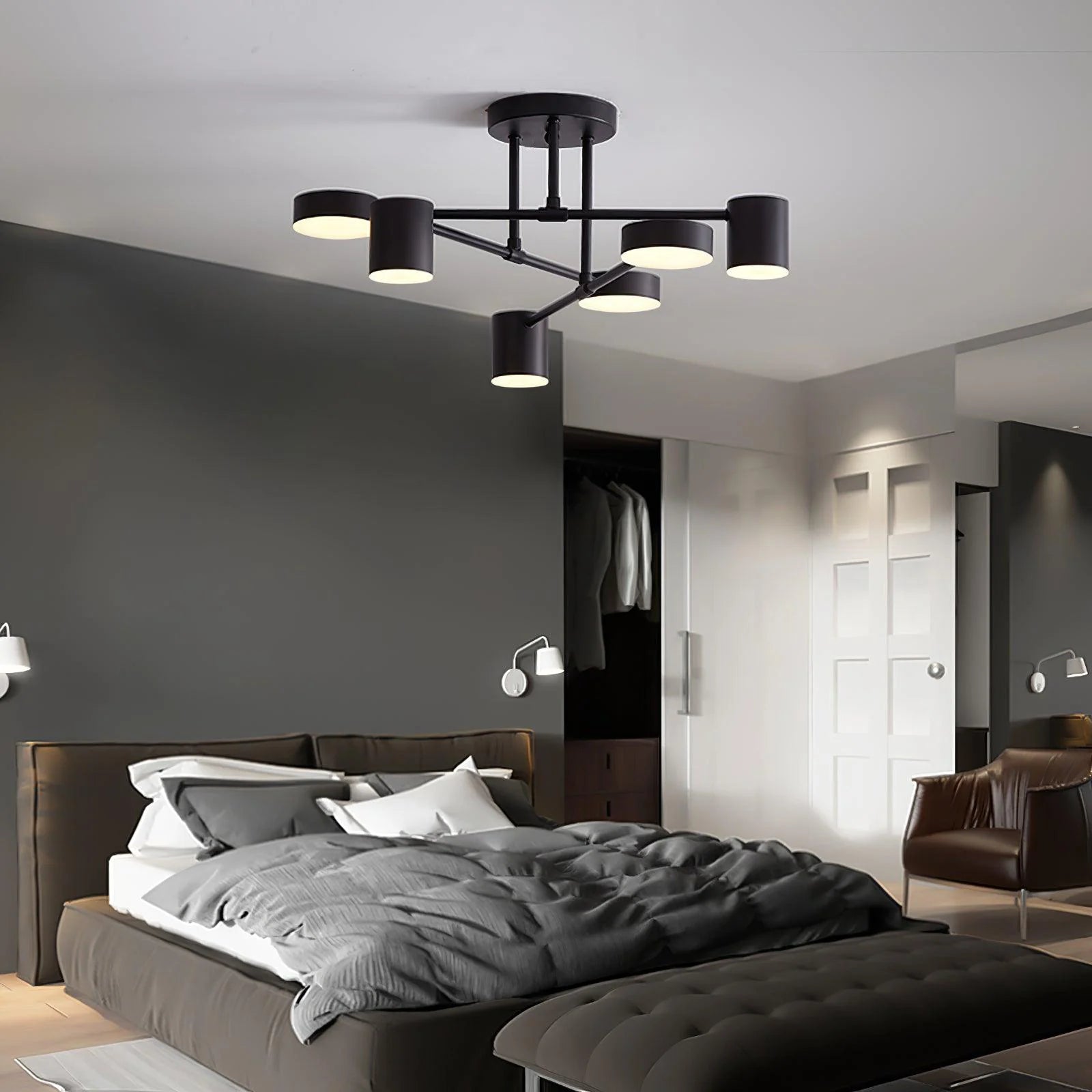 Lustre Semi-Encastré 6 Bras en Fer — Plafonnier Style Moderne | ÉTOILE™