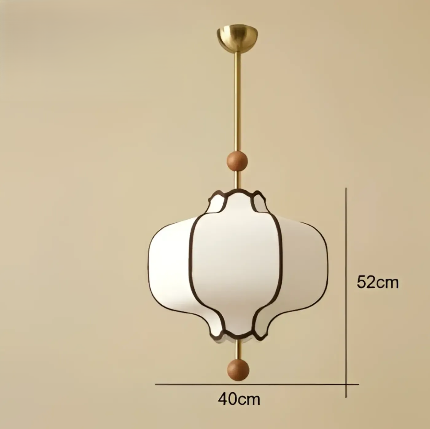 Suspension Lanterne en Tissu et Laiton — Lustre Vintage Style Japonais Chic | KOTO™
