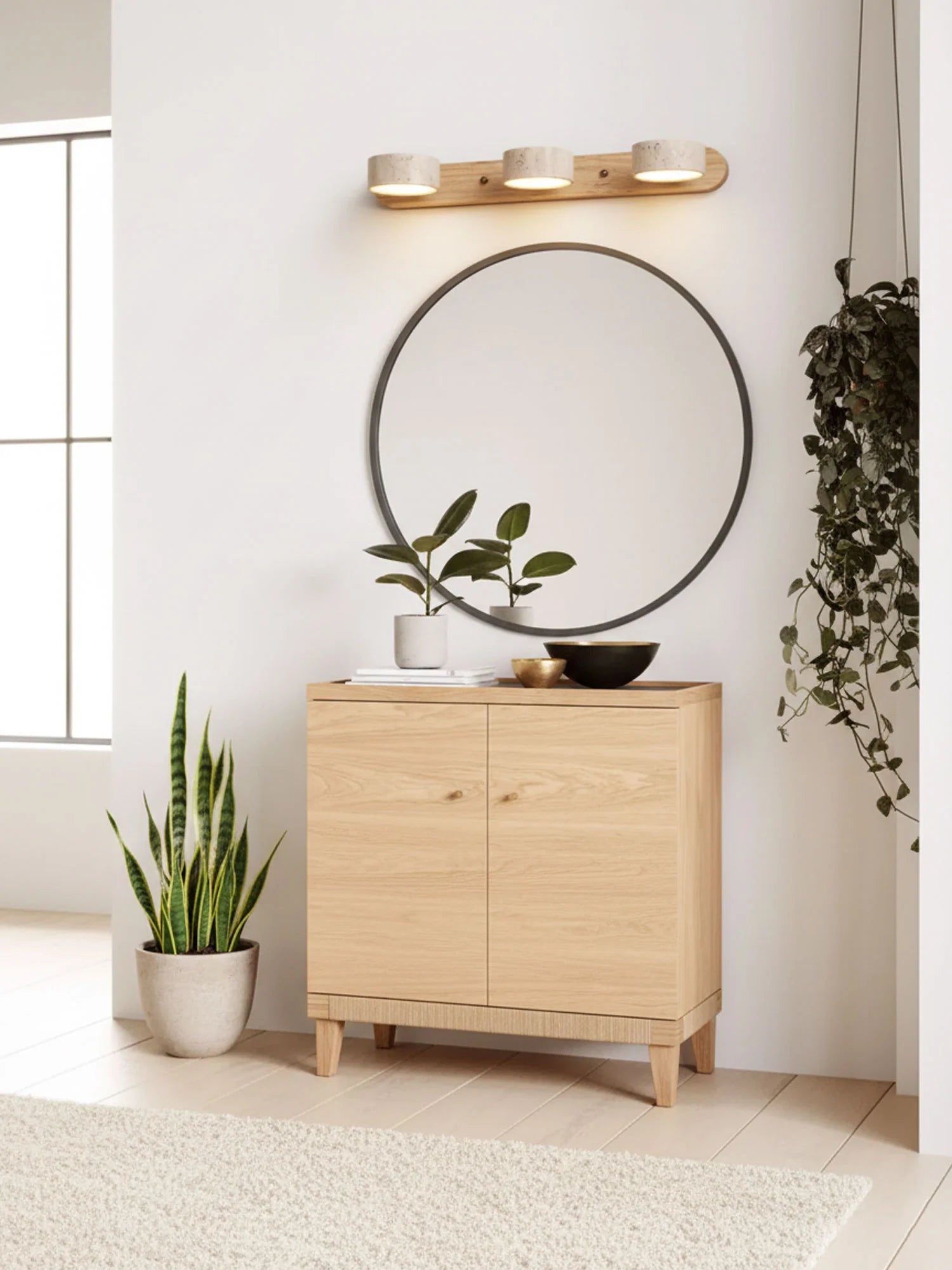 Applique Murale Travertin Duo Rotative Wabi-Sabi — Luminaire Minéral Salle de Bain | CALANQUE™