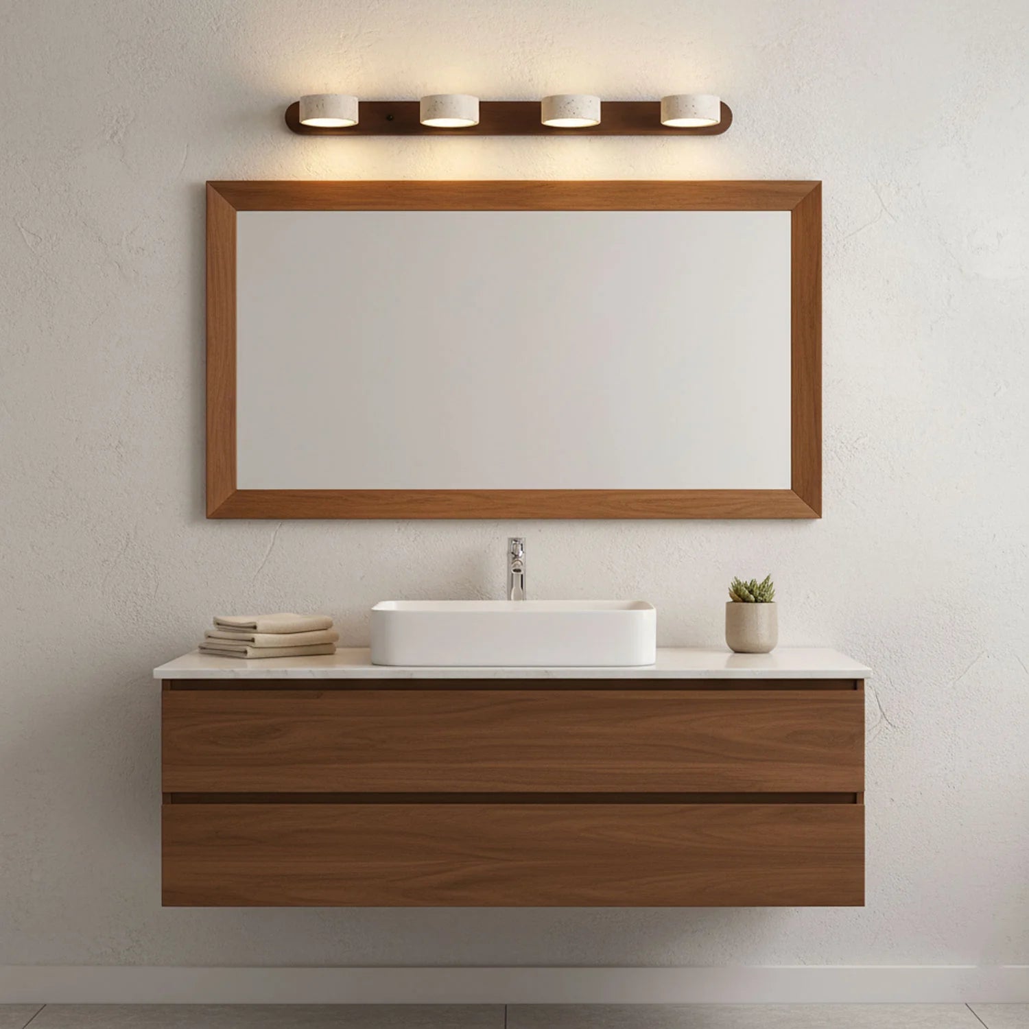 Applique Murale Travertin Duo Rotative Wabi-Sabi — Luminaire Minéral Salle de Bain | CALANQUE™