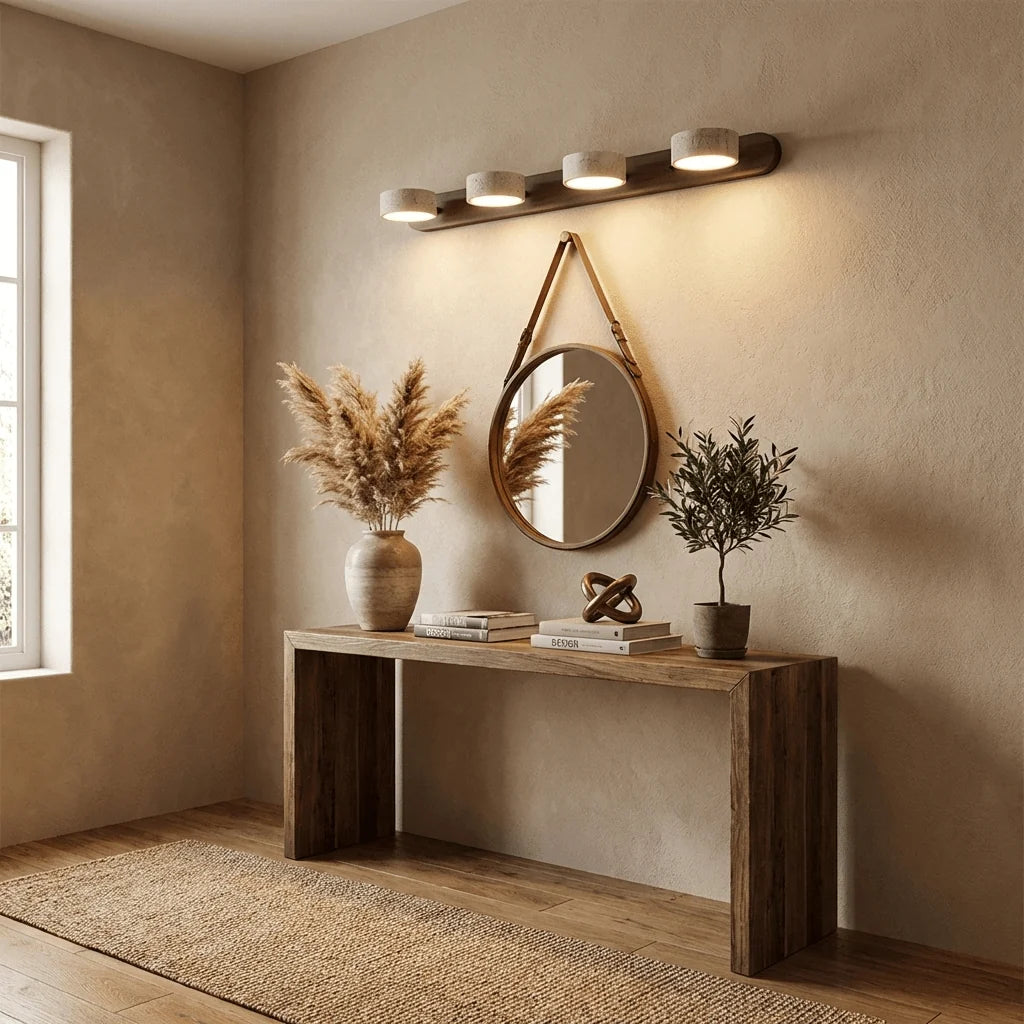 Applique Murale Travertin Duo Rotative Wabi-Sabi — Luminaire Minéral Salle de Bain | CALANQUE™