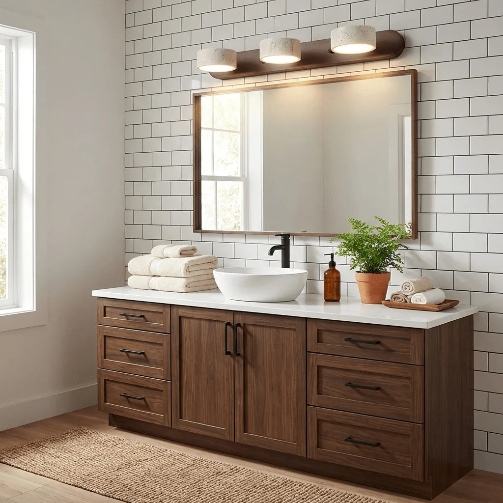 Applique Murale Travertin Duo Rotative Wabi-Sabi — Luminaire Minéral Salle de Bain | CALANQUE™