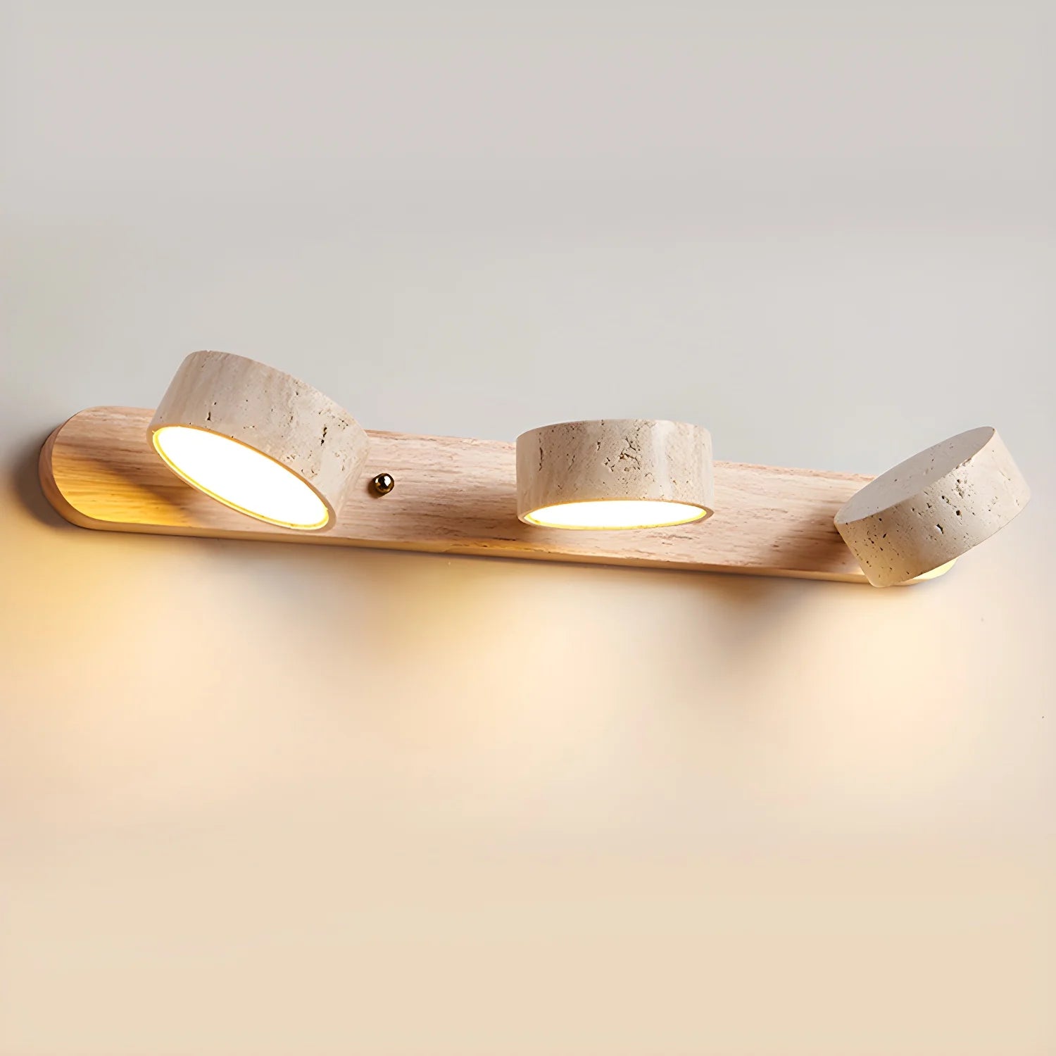 Applique Murale Travertin Duo Rotative Wabi-Sabi — Luminaire Minéral Salle de Bain | CALANQUE™